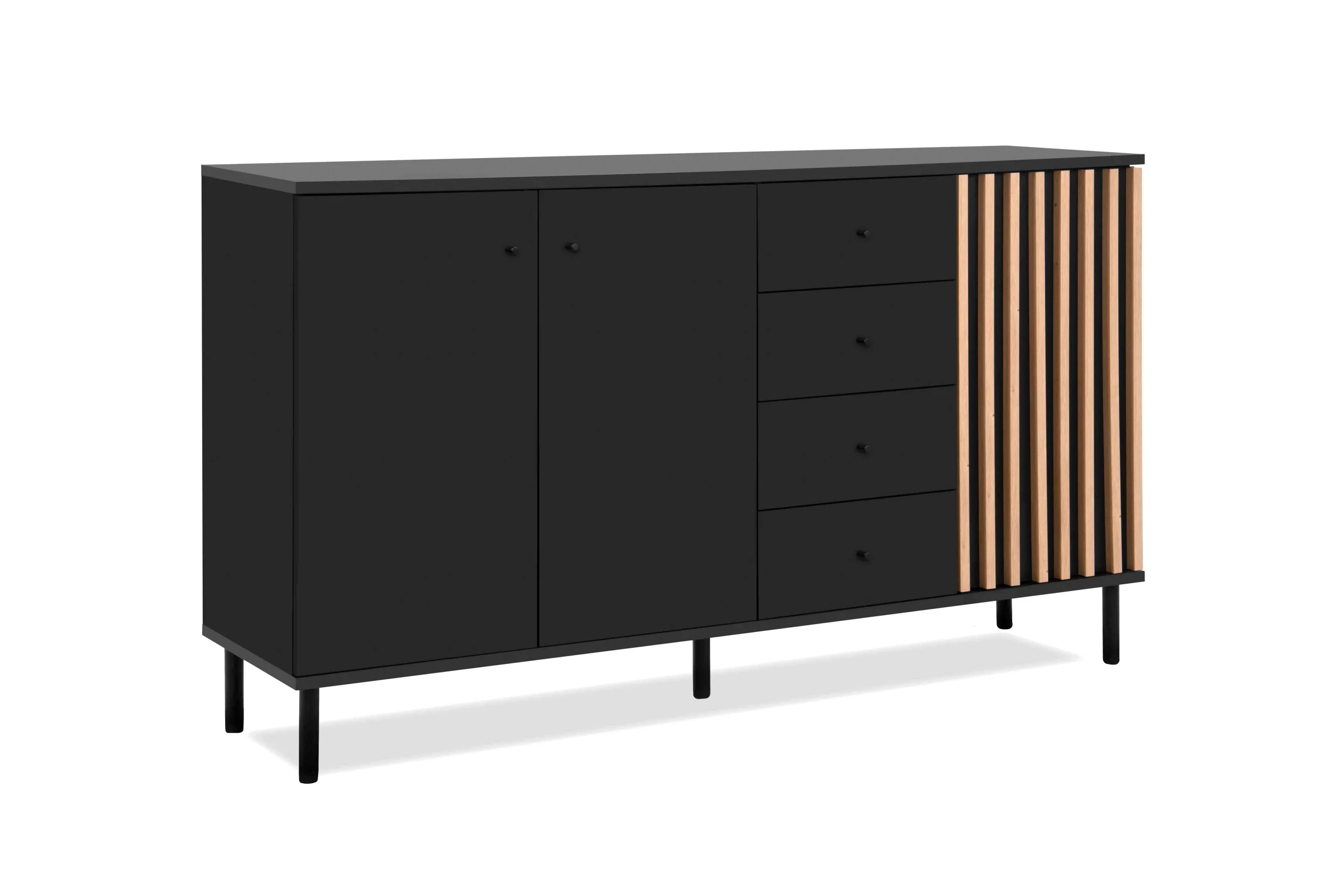 Finori Monza 51C Sideboard 160x90x40 cm Schwarz / Artisan Oak
