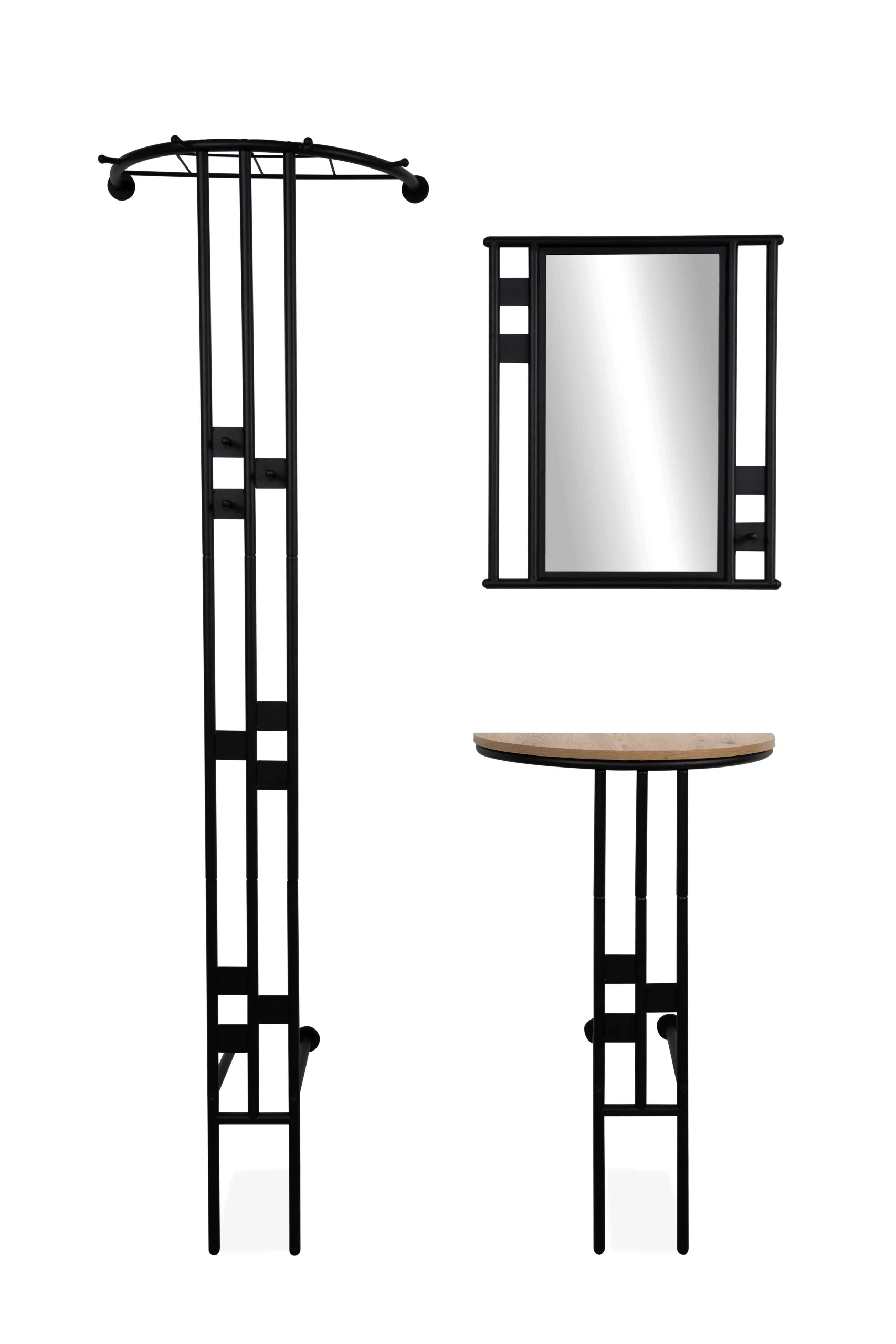 Finori Corby Kompaktgarderobe 3-teiligem Set Schwarz / Artisan Oak