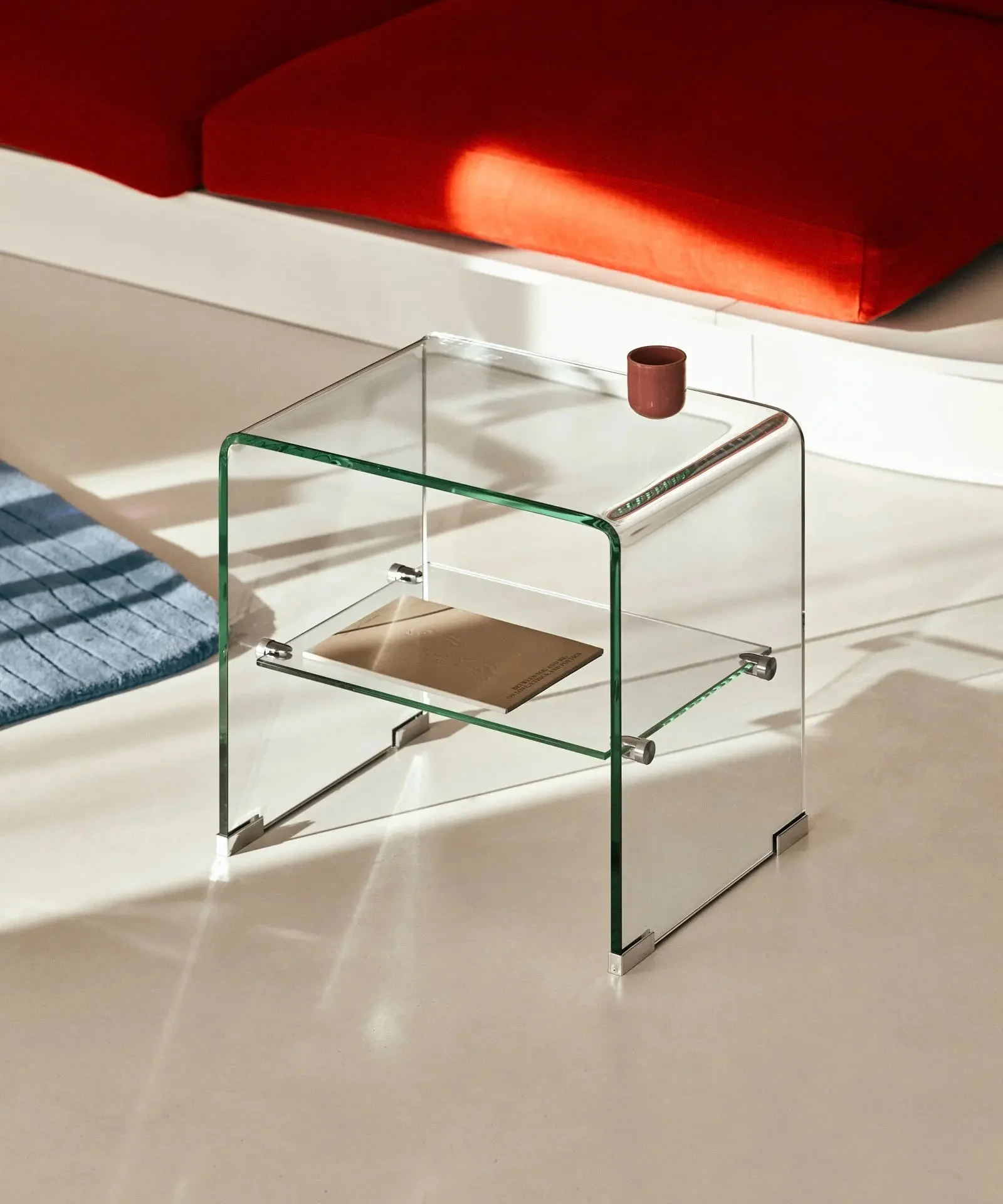 Mesa Auxiliar de Cristal Templado Siena (47x45 cm) - Northdeco
