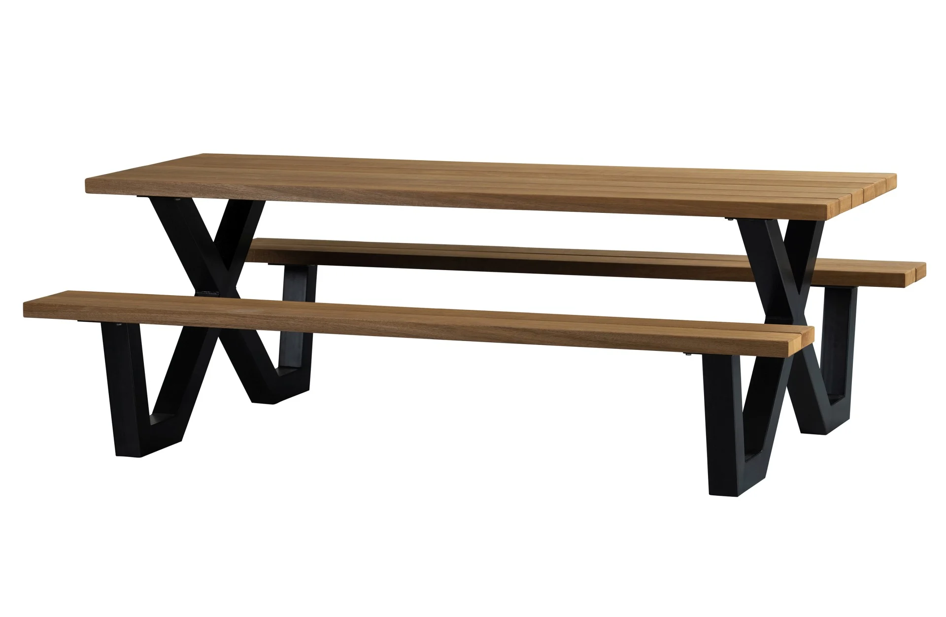 Picknicktisch Tablo aus Massivholz, skandinavisches Design, Outdoor, natur, für 6–8 Personen - Woood