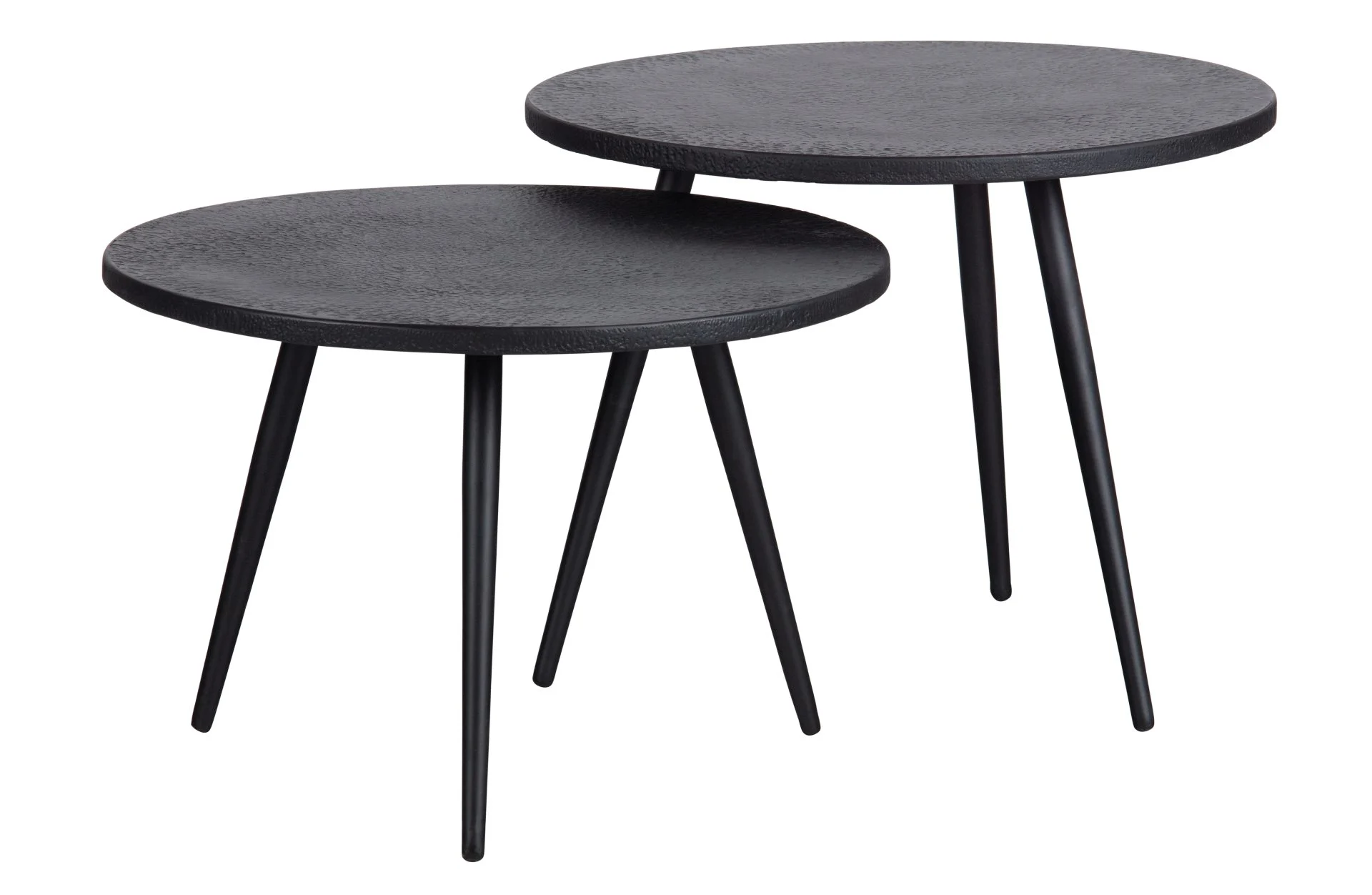 Beistelltisch Suze aus Metall und Holz, modern, rundes 2er-Set, schwarz, für Dein Zuhause