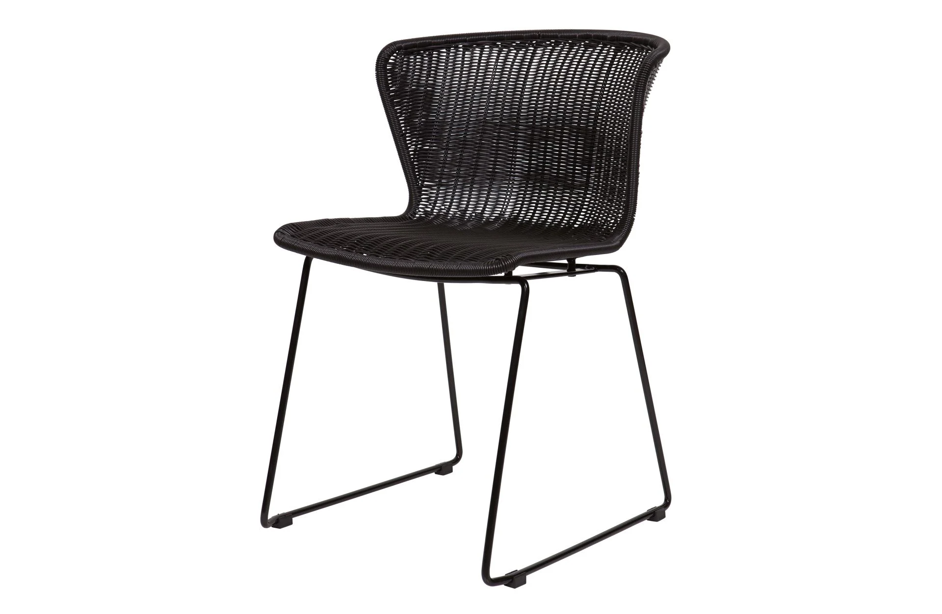 Gartenstuhl Wings aus Rattan, wetterfestes Design, modern, schwarz, 2er-Set, Outdoor geeignet