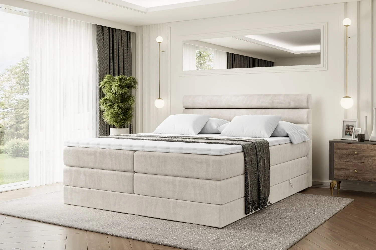 Boxspringbett CELESTIA KING Beige - Casablanca 2301 120x200 cm