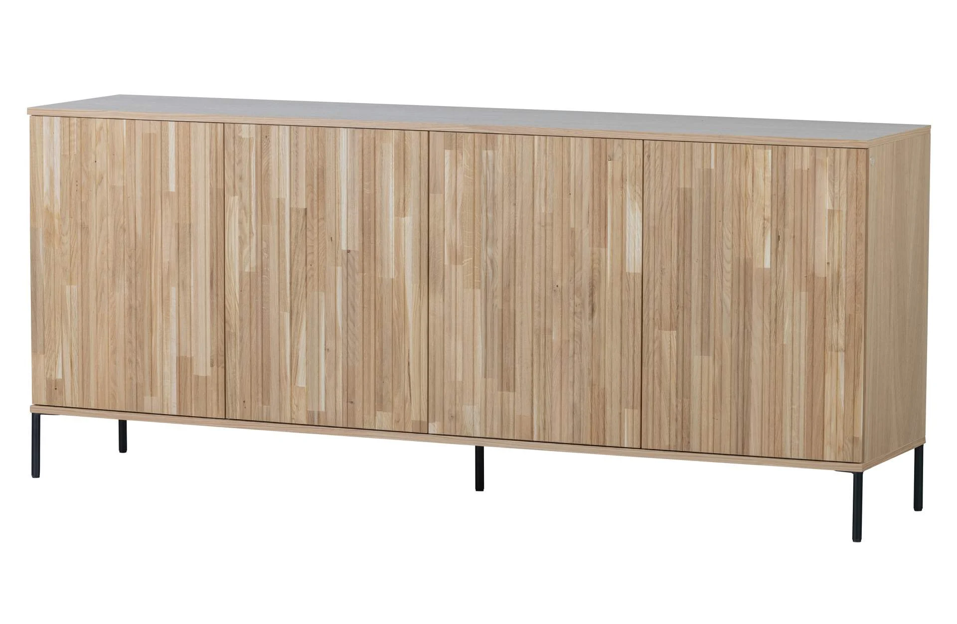 Sideboard Gravure aus Eichenholz, modernes Design, Natur, Push-to-Open, 200 cm breit