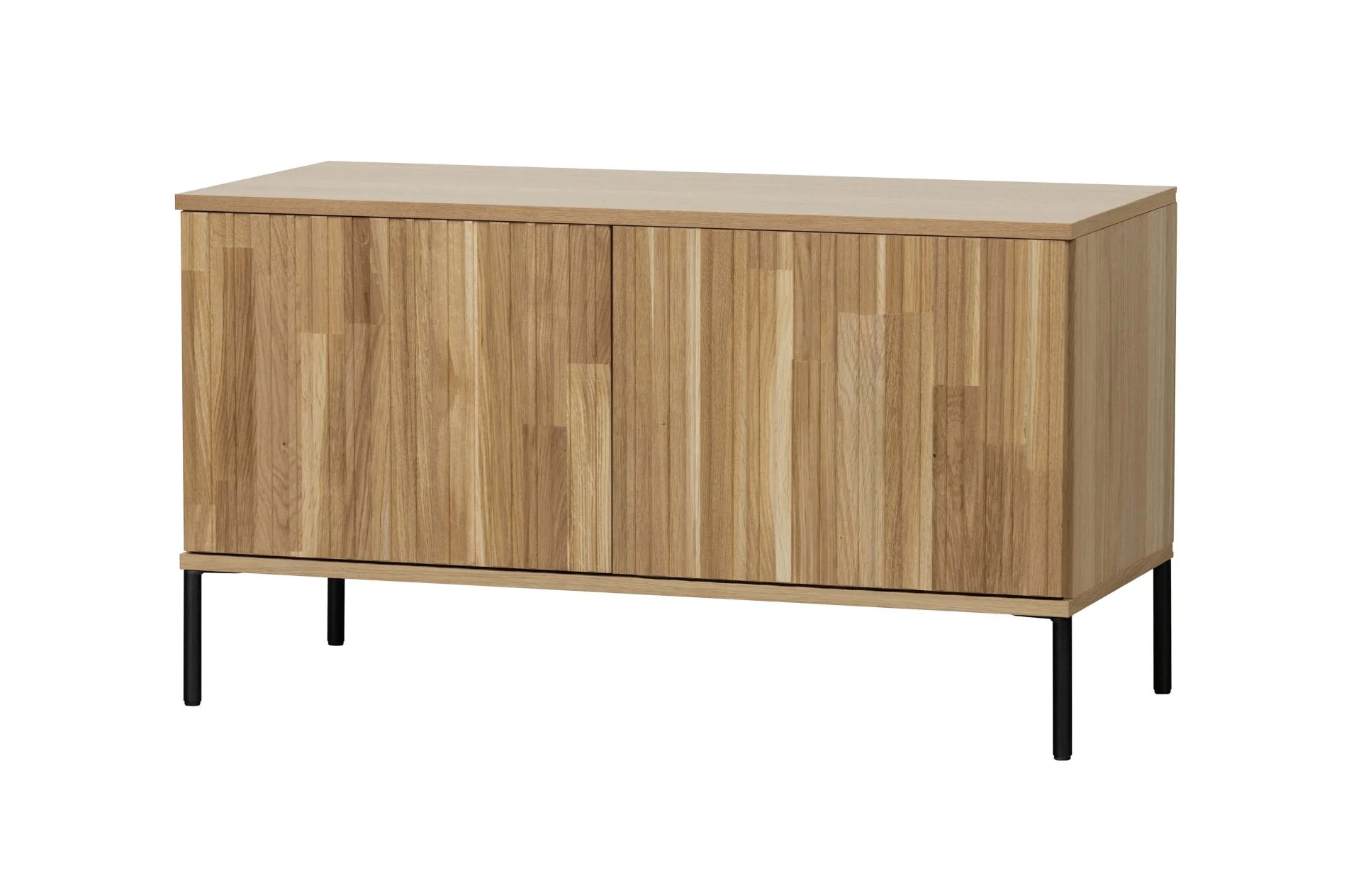 TV Board Gravure aus Eichenholz, modernes Design mit Linienmuster, natur, 100 cm breit - Woood