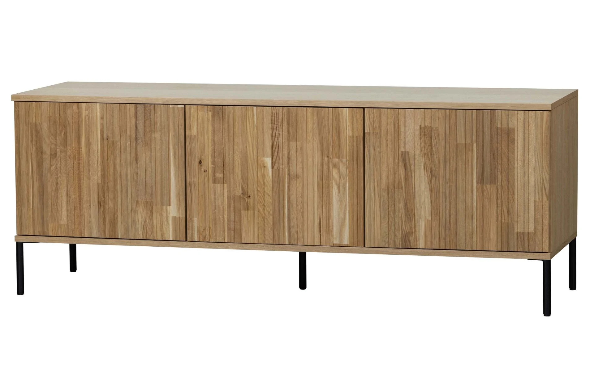 TV Board Gravure aus Eichenholz, modernes Design mit Linienmuster, natur, 150 cm breit - Woood