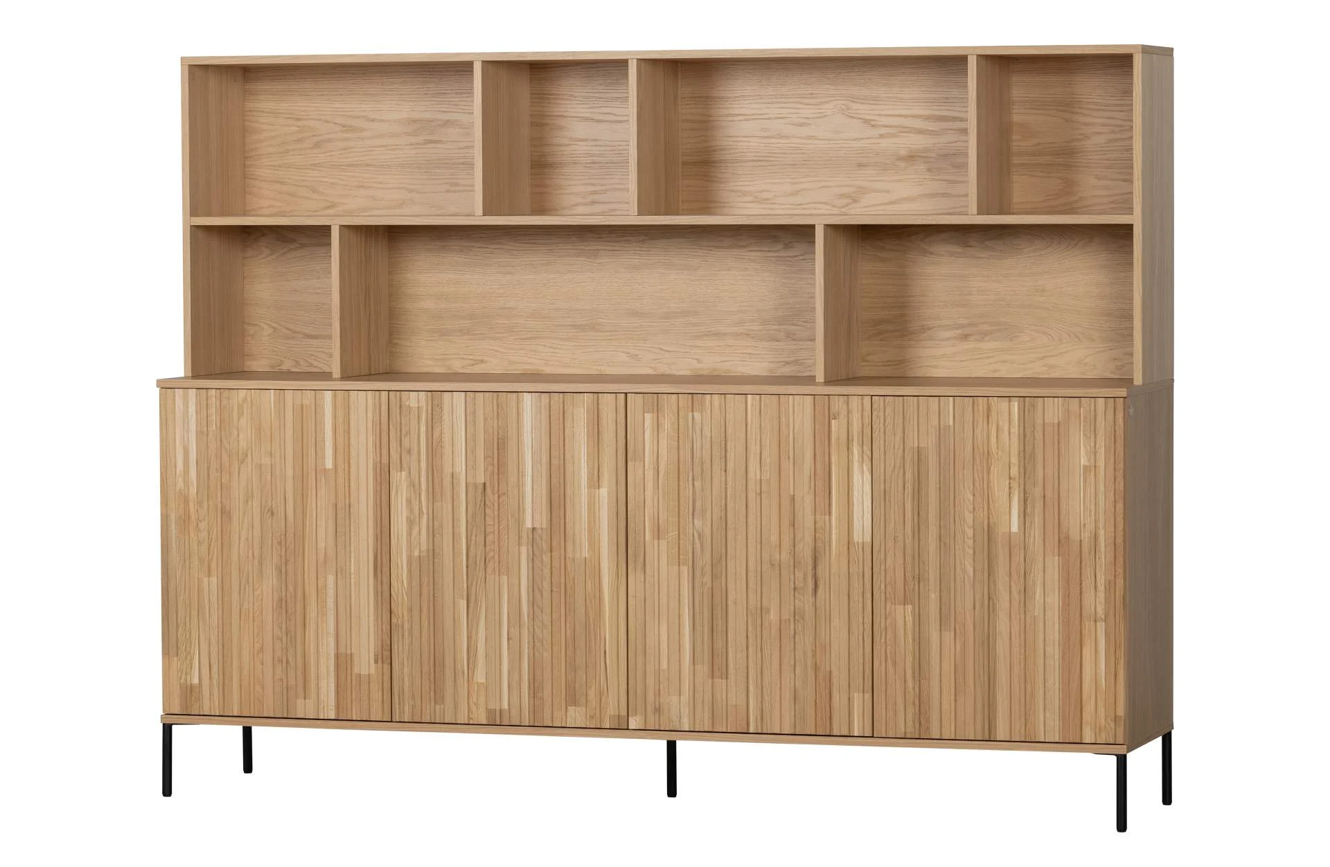 Wandschrank Gravure aus Eichenholz, modernes skandinavisches Design, natur, höhenverstellbare Einlegeböden - Woood