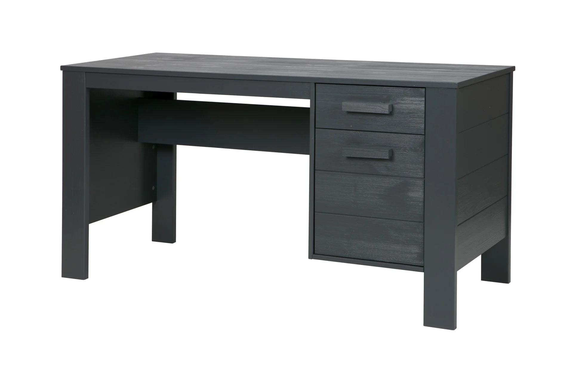 Schreibtisch Dennis aus Kiefernholz, skandinavisches Design, dunkelgrau lackiert, mit Schublade - Woood