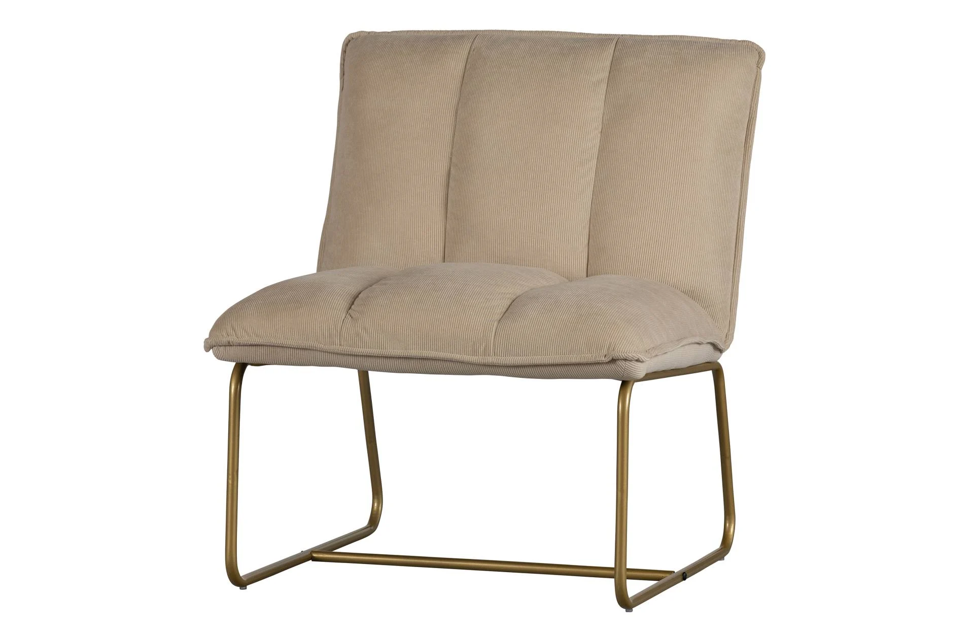 Sessel Fie aus Ribcord, modernes Design, sandbeige, weicher Bezug, goldfarbenes Metallgestell - Woood