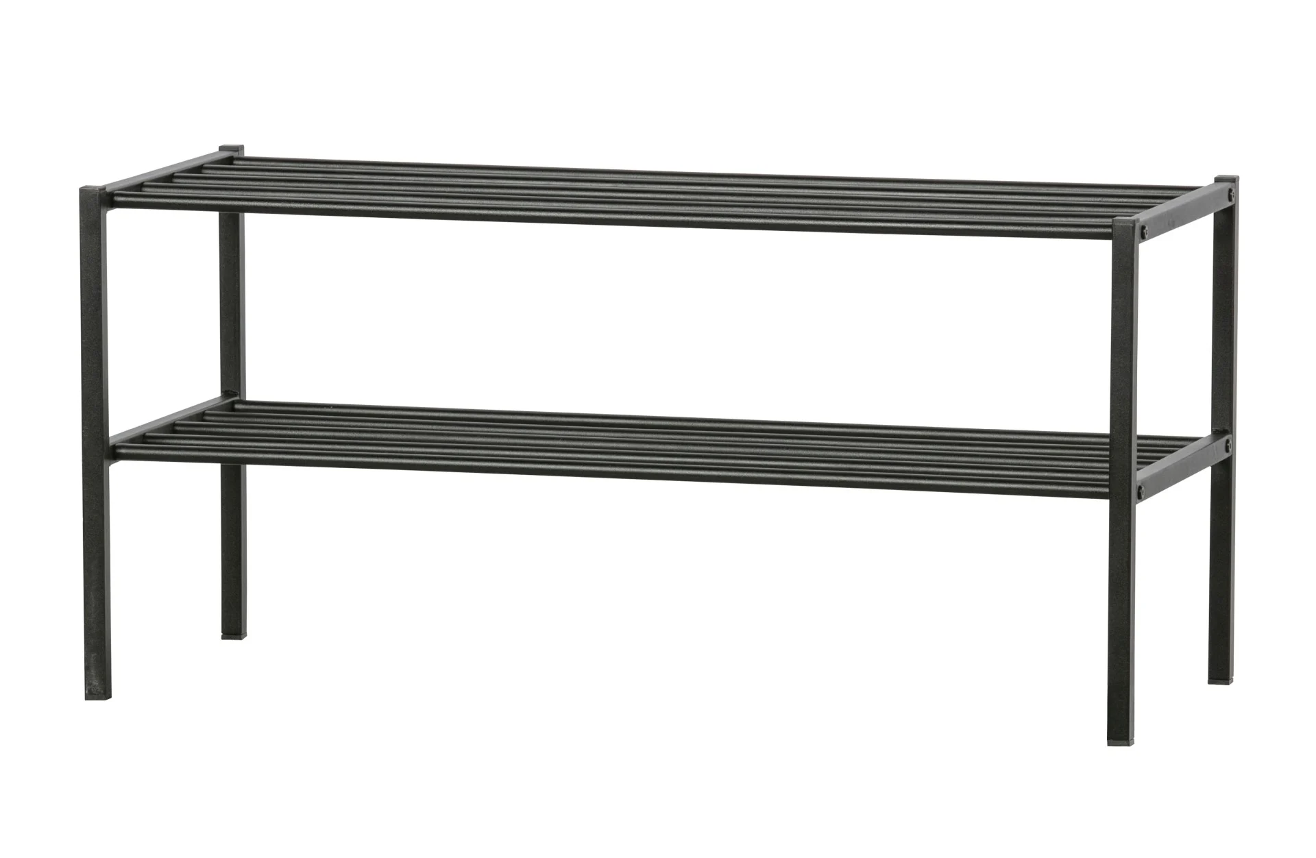 Schuhregal Ferro aus Metall, modern, pulverbeschichtet, Schwarz, robust und pflegeleicht - Woood