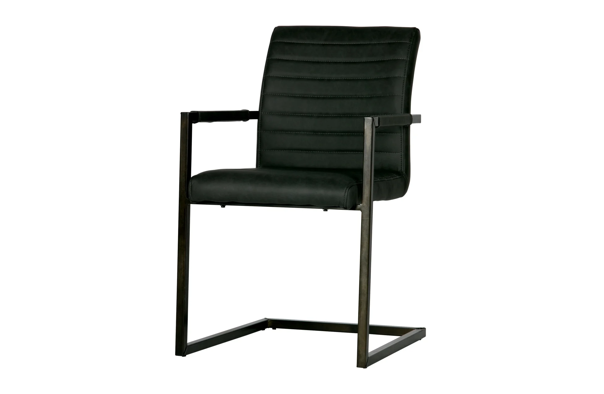 Esszimmerstuhl Bas aus Metall und PU-Leder, modern gepolstert, anthrazit, Freischwinger für Dein Zuhause