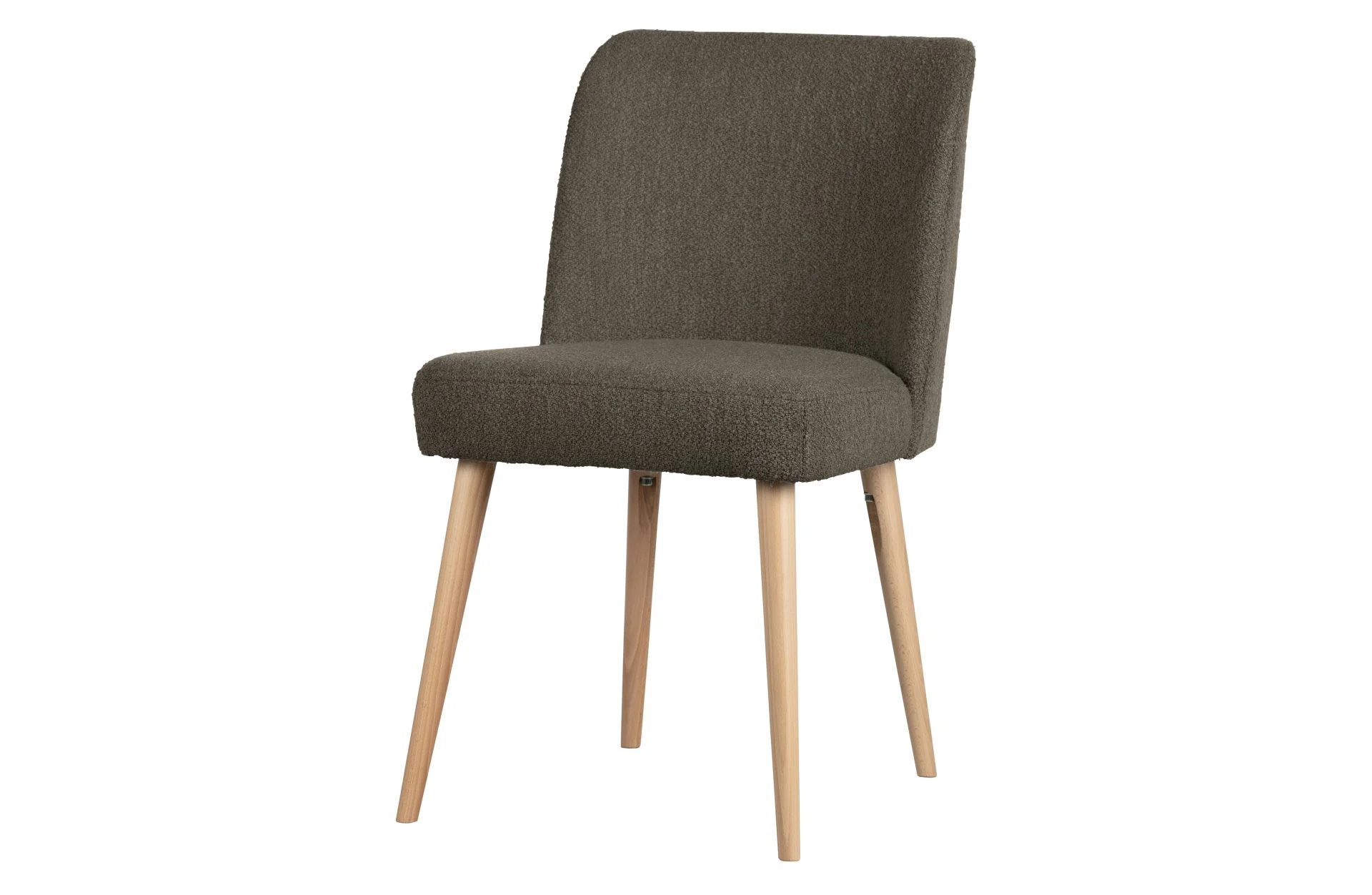 Esszimmerstuhl Force aus Bouclé und Buche, skandinavischer Stil, gepolstert, braun, komfortabel - Woood