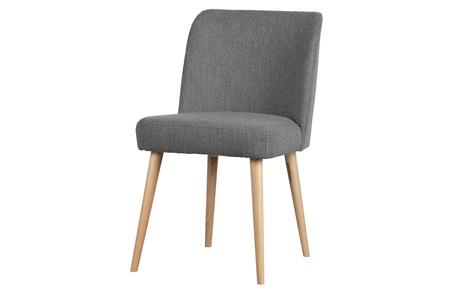 Esszimmerstuhl Force aus Bouclé-Stoff, skandinavisches Design, anthrazit, Buche natur, gepolstert