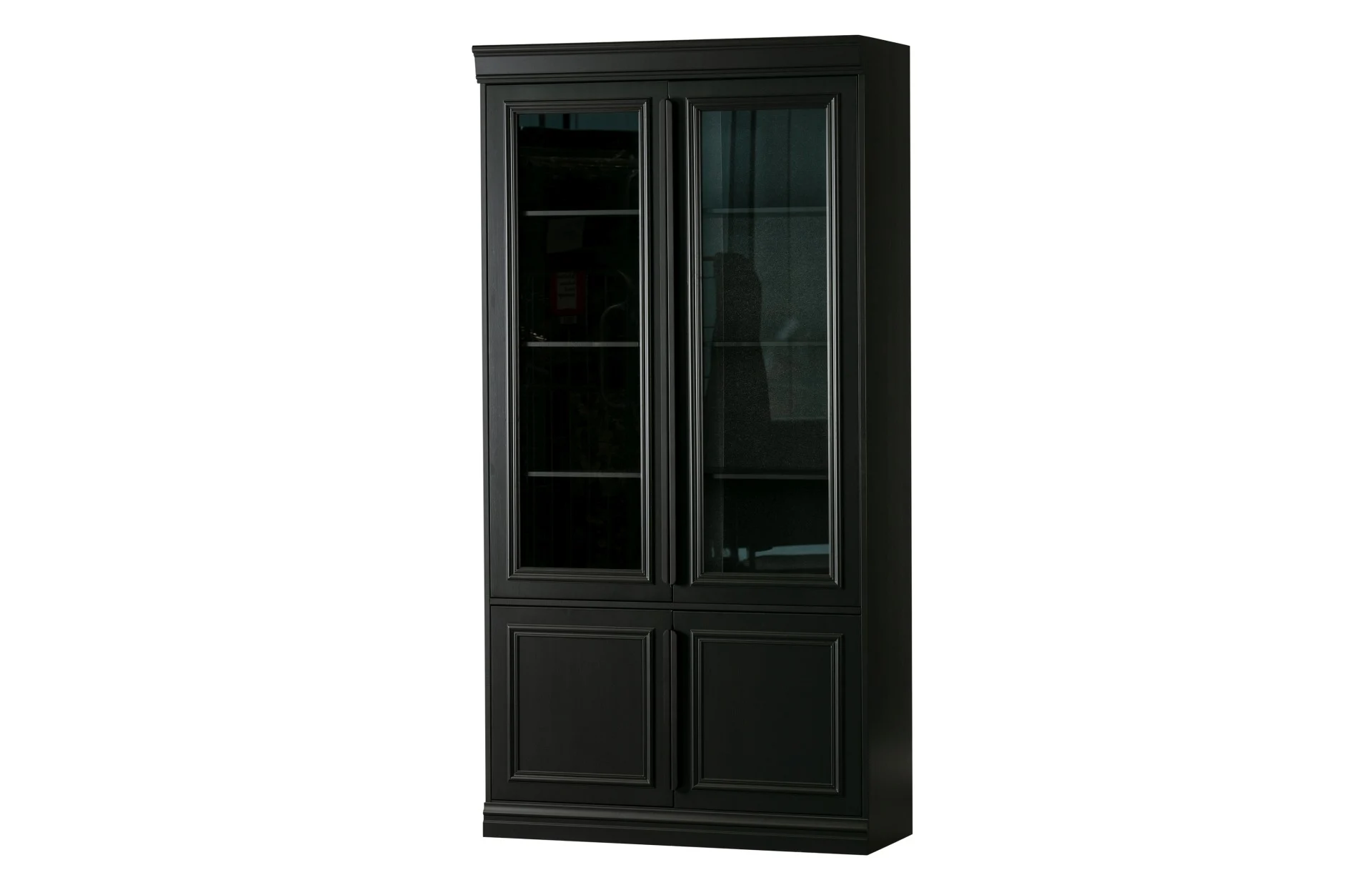 Vitrine Organize aus Kiefernholz, modernes Design, Schwarz, höhenverstellbare Einlegeböden - Woood