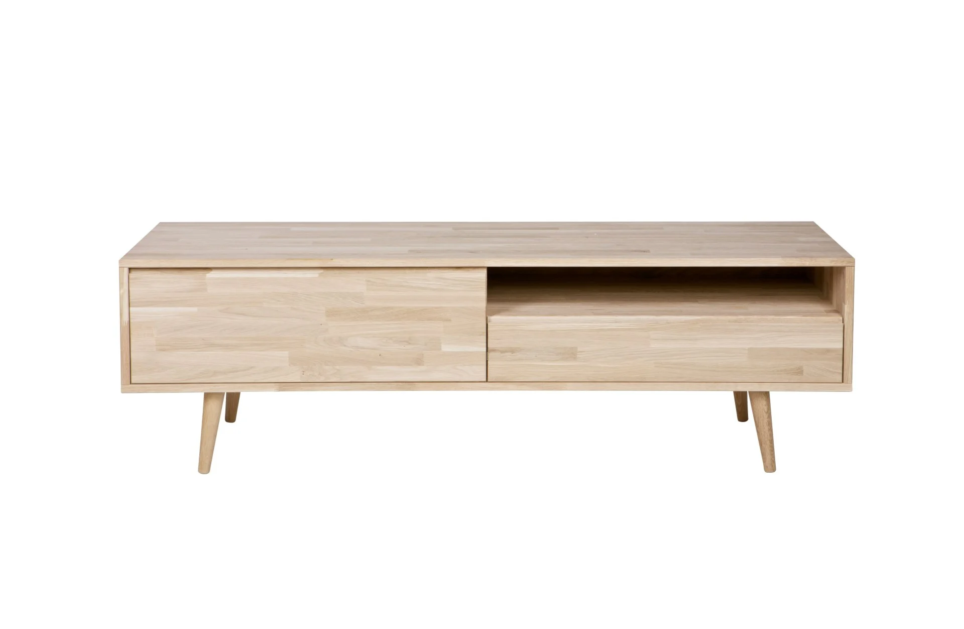 TV-Board Tygo aus Eichenholz, modernes skandinavisches Design, natur, 150 cm breit