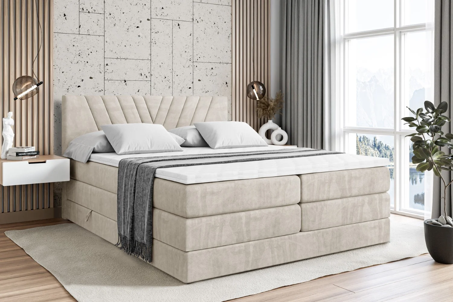 Boxspringbett ERNINA KING Beige - Casablanca 2301 120x200 cm