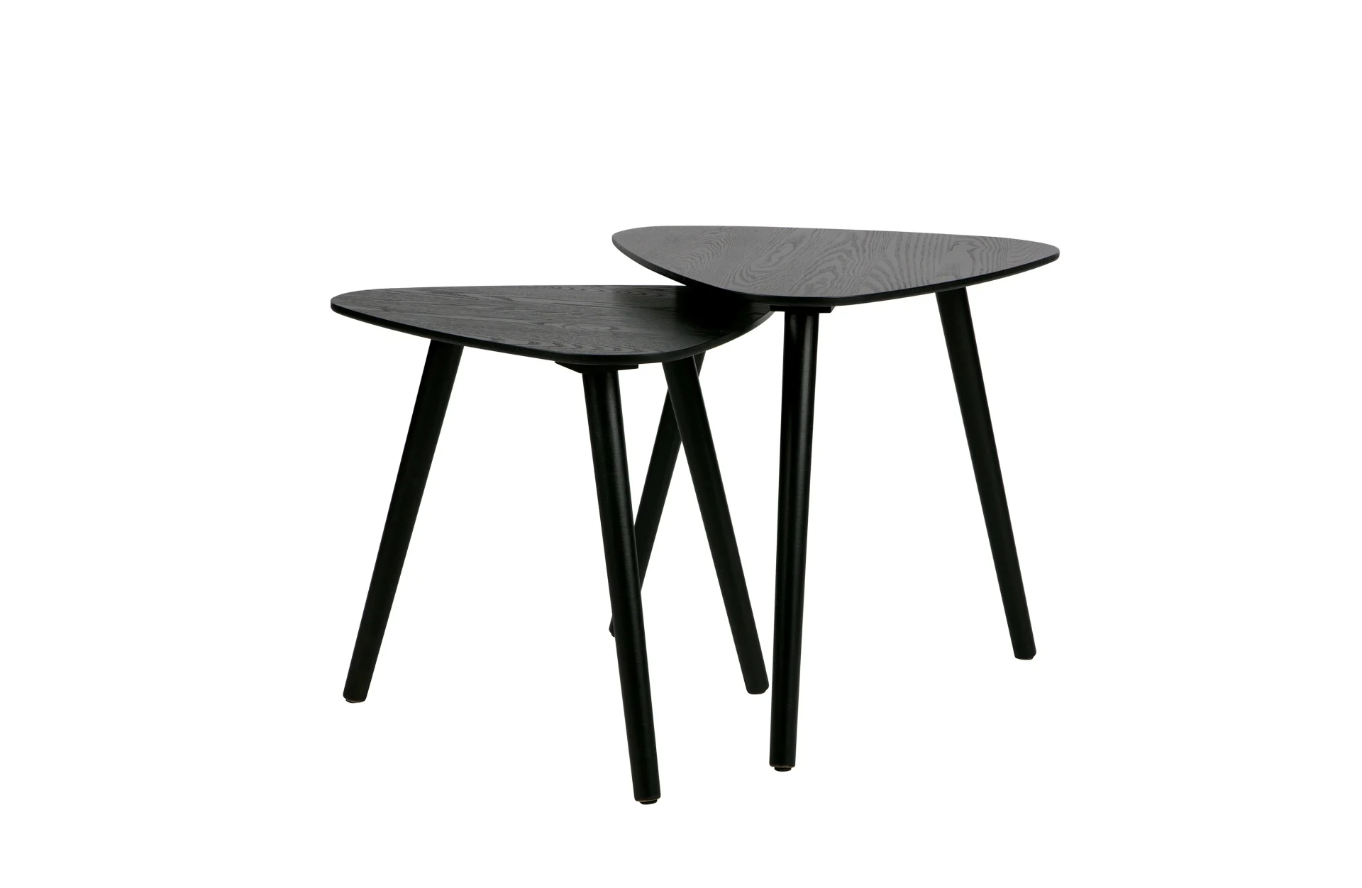 Beistelltisch Nila 2er-Set aus Eschenholz, modern, schwarz, dreieckig für Dein Zuhause