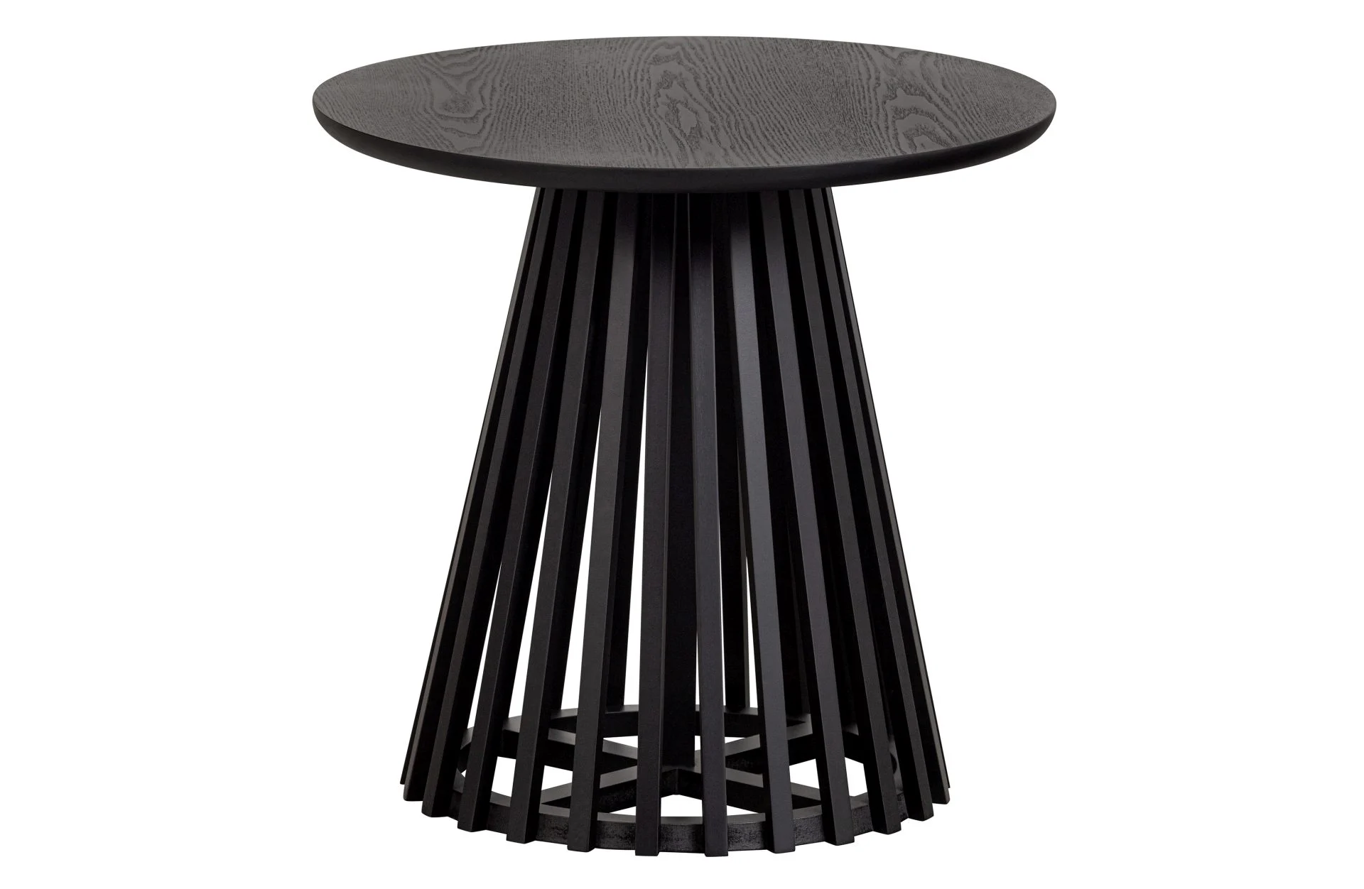 Beistelltisch Slats High, Kiefernholz MDF, modern skandinavisch, rund in Schwarz, lackiert - VTwonen
