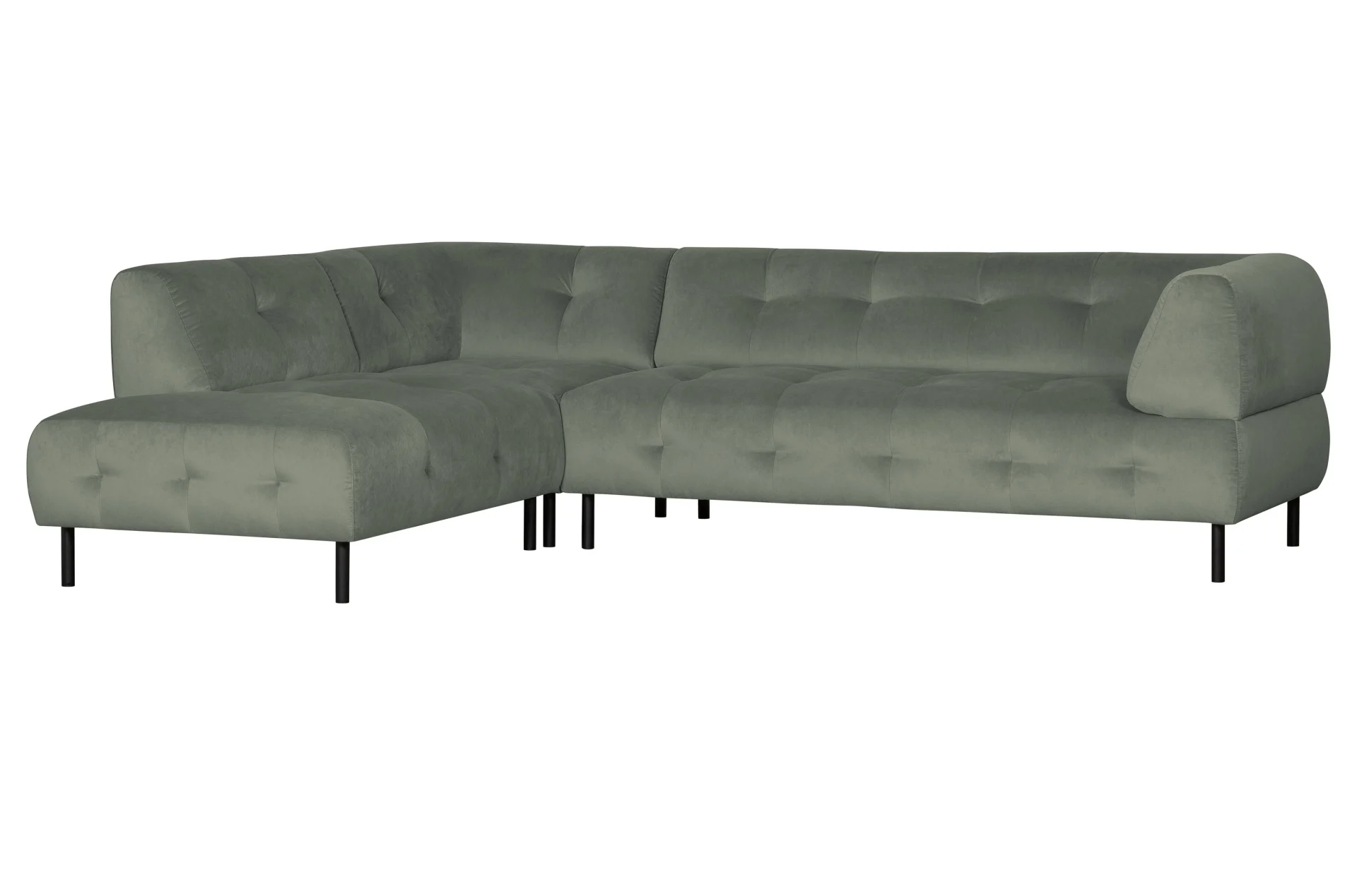 Ecksofa Lloyd Samtbezug, modernes Design, linksseitig, mintgrün, komfortabel für 4–5 Personen - Woood