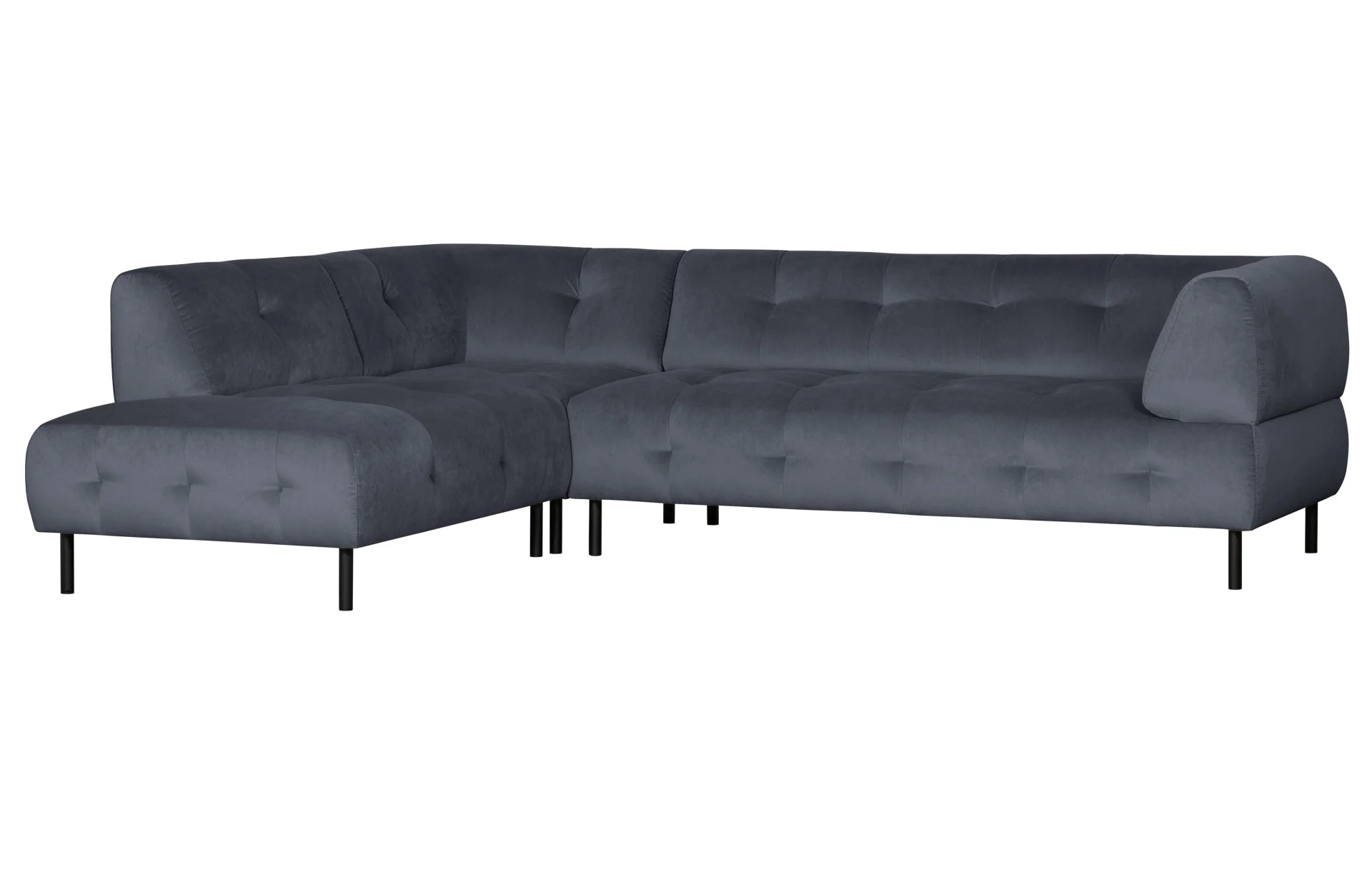 Ecksofa Lloyd mit Samtbezug, links, modernes Design, dunkelgrau, komfortabel für 4–5 Personen - Woood