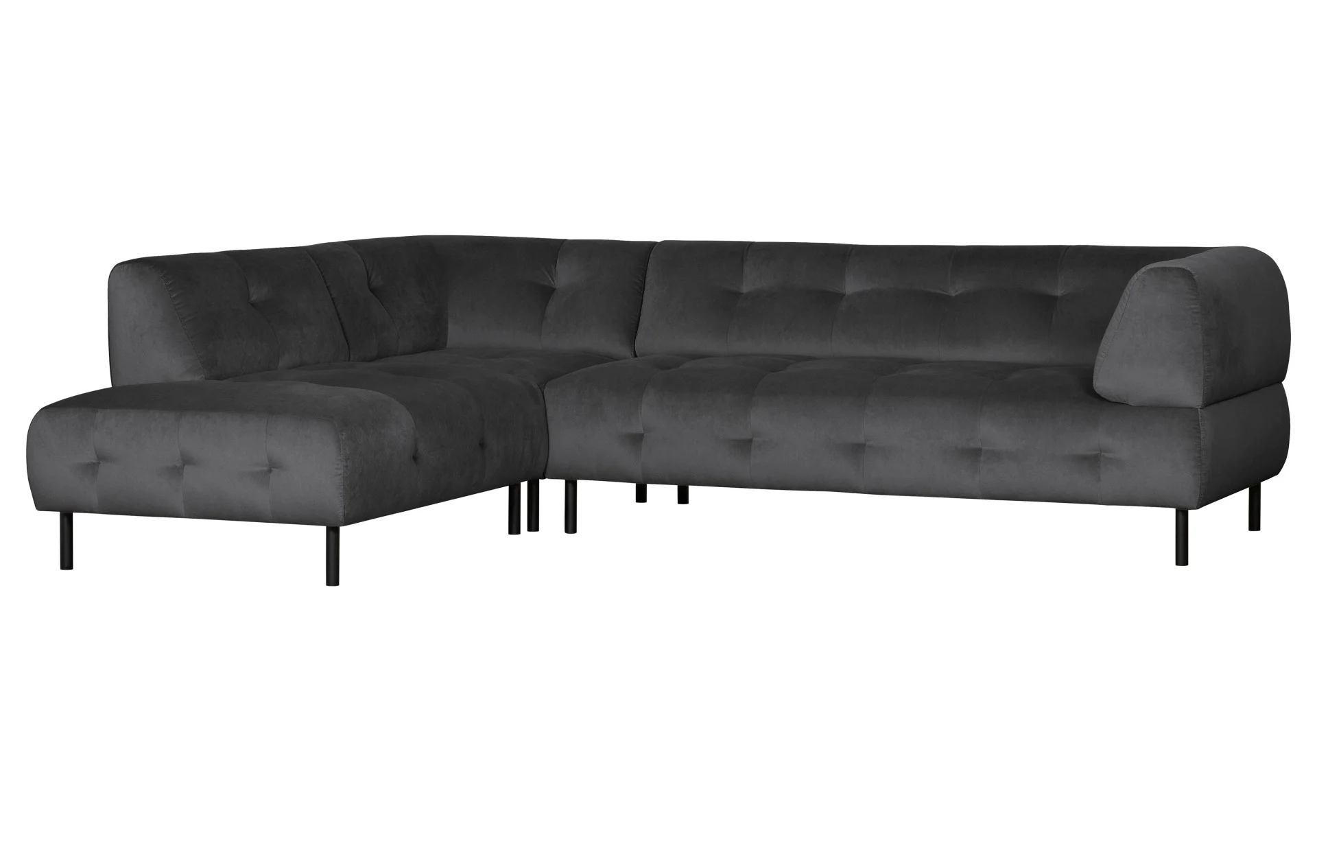Ecksofa Lloyd Samtbezug, modernes Design, links, schwarz, komfortabel für 4–5 Personen - Woood