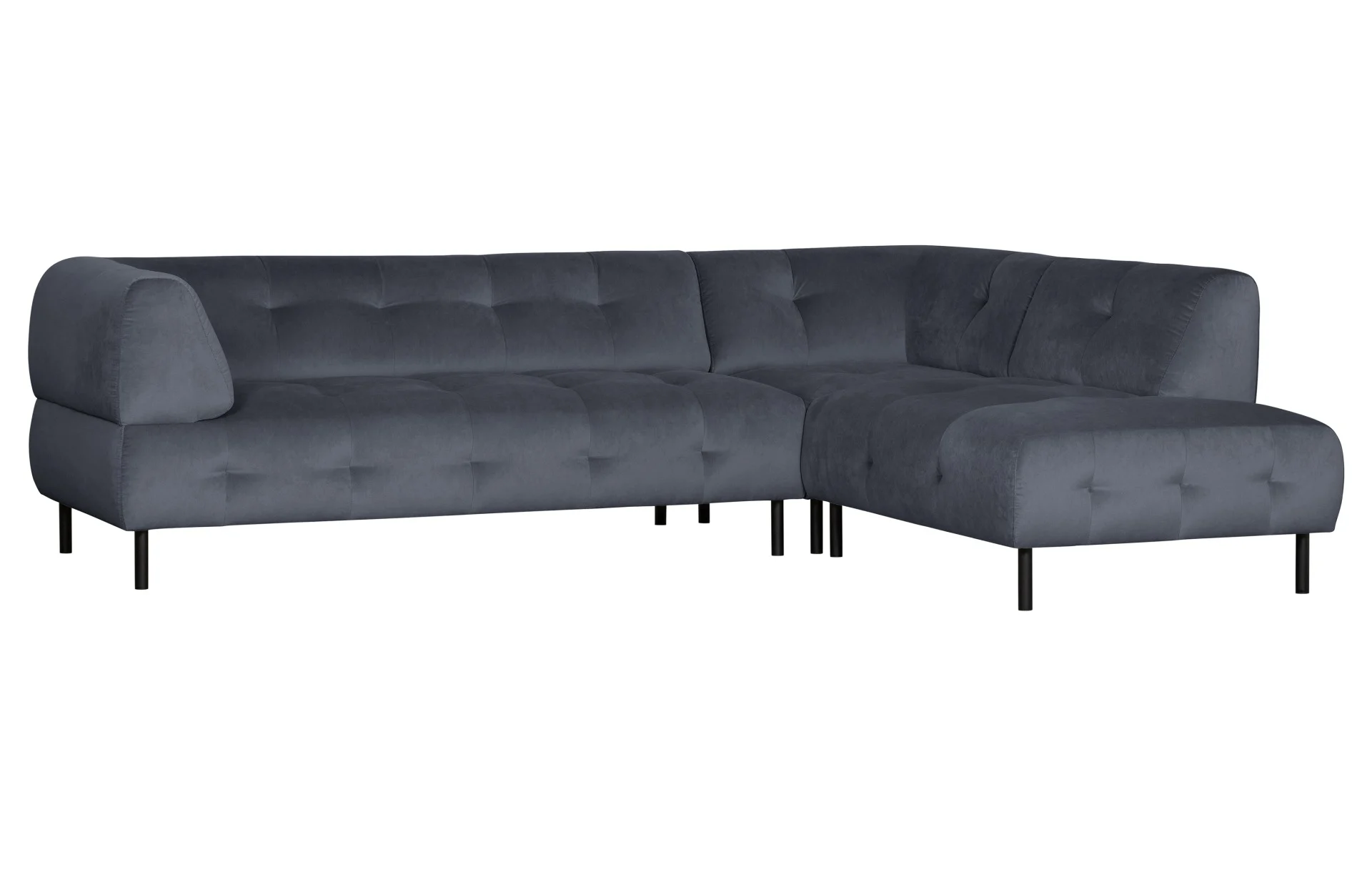 Ecksofa Lloyd mit Samtbezug, modernes Design, rechts, dunkelgrau, komfortabel für 4–5 Personen - Woood