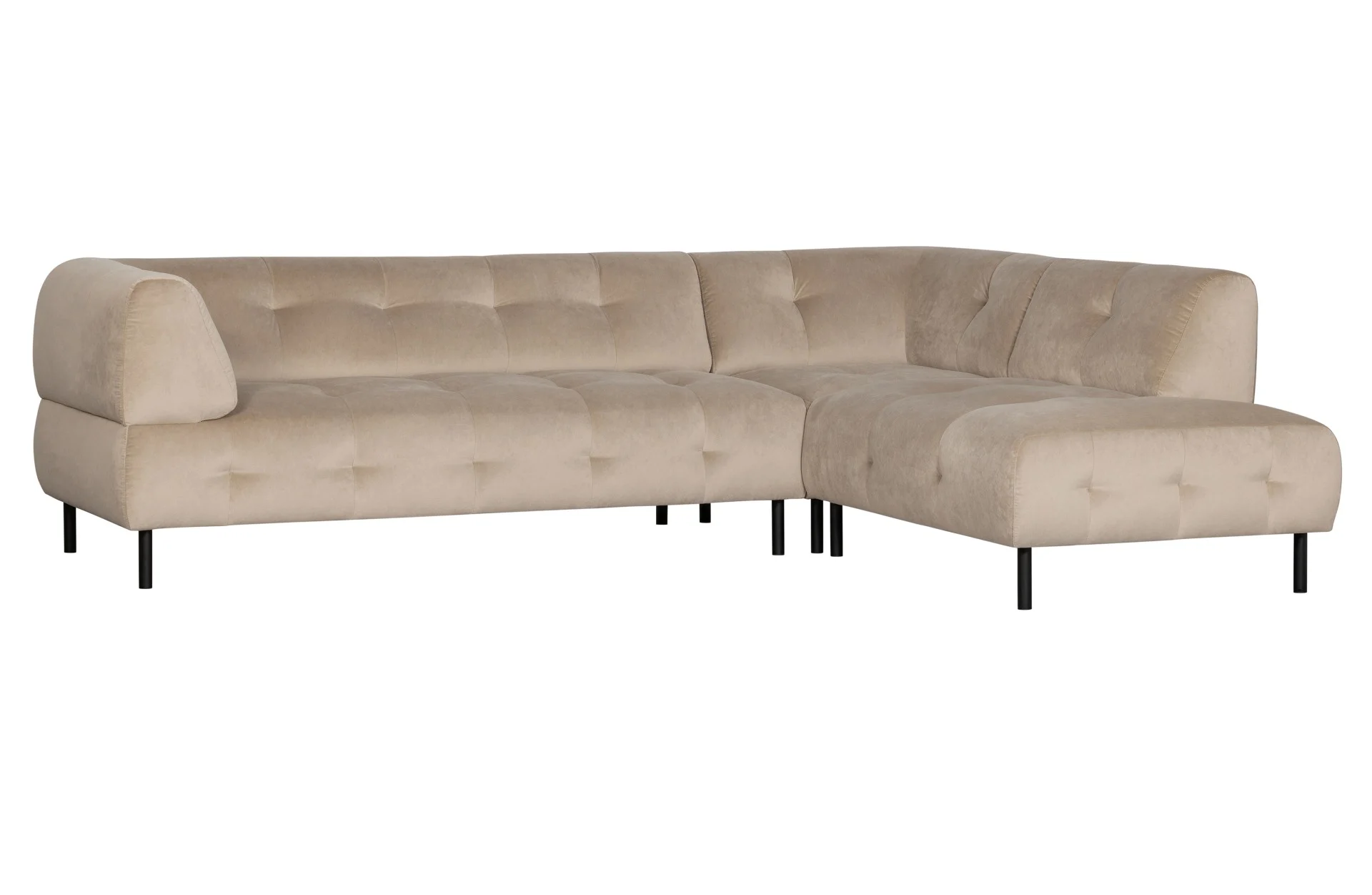 Ecksofa Lloyd Samtbezug, modernes Design, rechts, sandfarben, komfortabel für 4-5 Personen
