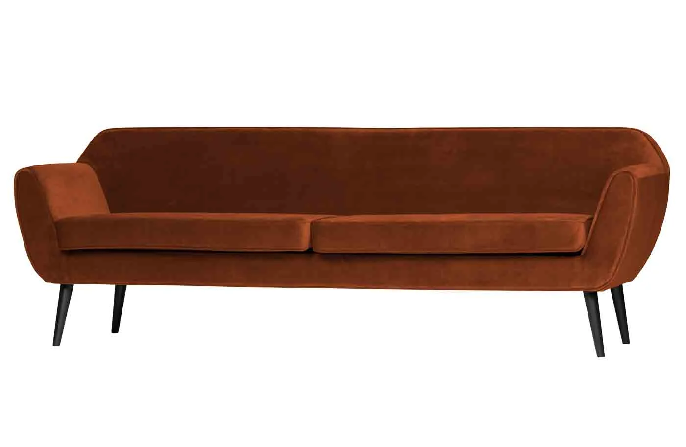 Sofa Rocco aus Samt, modern und komfortabel, Rostrot, 230 cm breit, elegantes Design - Woood