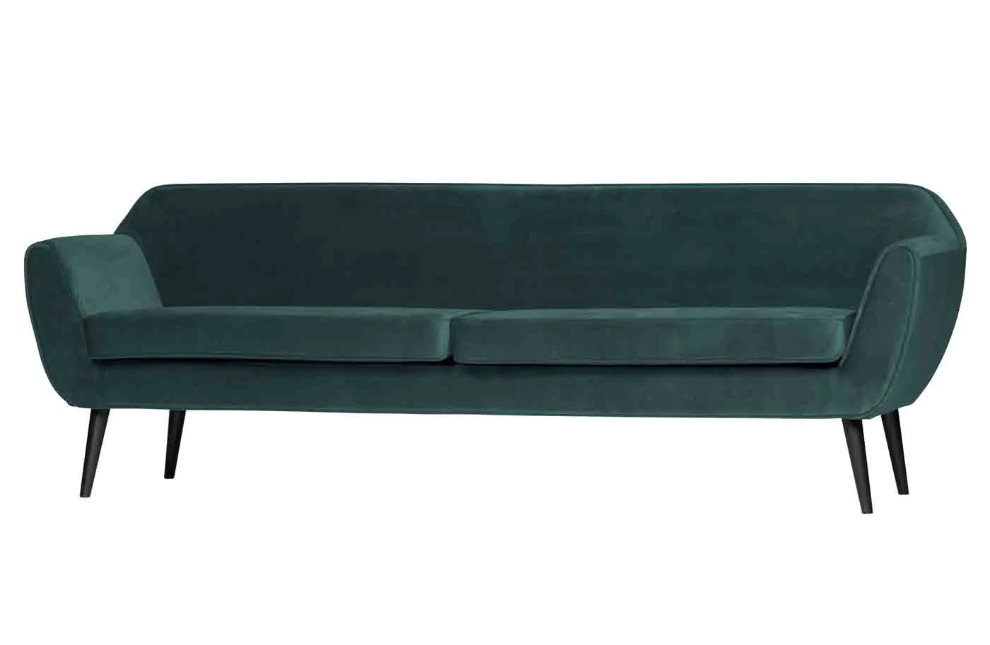 Sofa Rocco aus Samt, modern und gepolstert, 230 cm, Teal Blau, komfortabel für 3–4 Personen - Woood