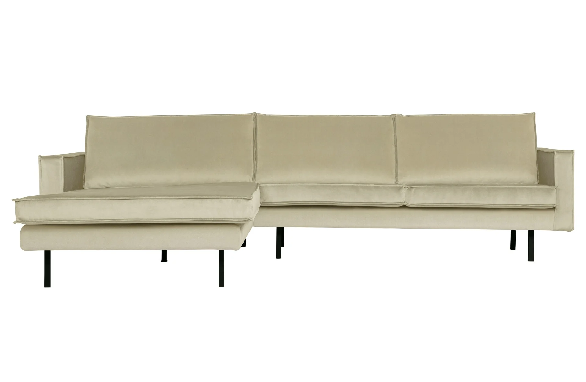 Ecksofa Rodeo Samt Chaiselongue, modern und gemütlich, links, pistaziengrün, für 3-4 Personen