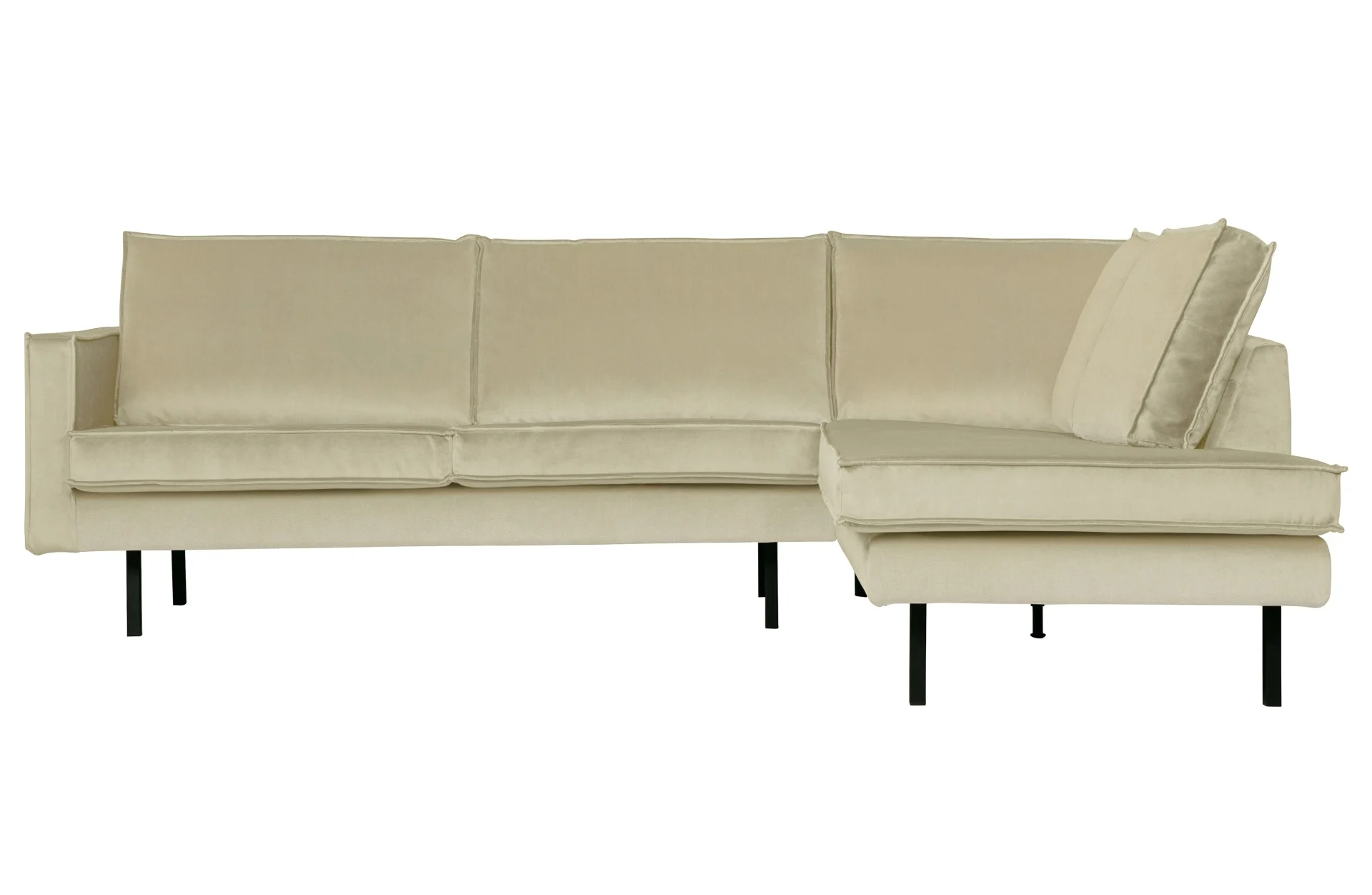 Ecksofa Rodeo Samt, modern rechts, pistaziengrün, weiche Polsterung für 4–5 Personen - Woood