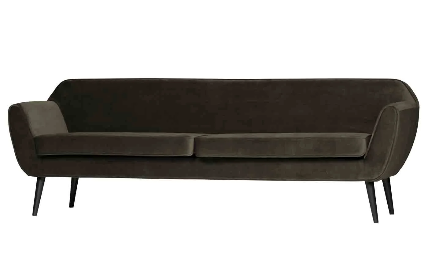 Sofa Rocco aus Samt, modern und elegant, 230 cm, dunkelgrün, bequem für 3–4 Personen - Woood