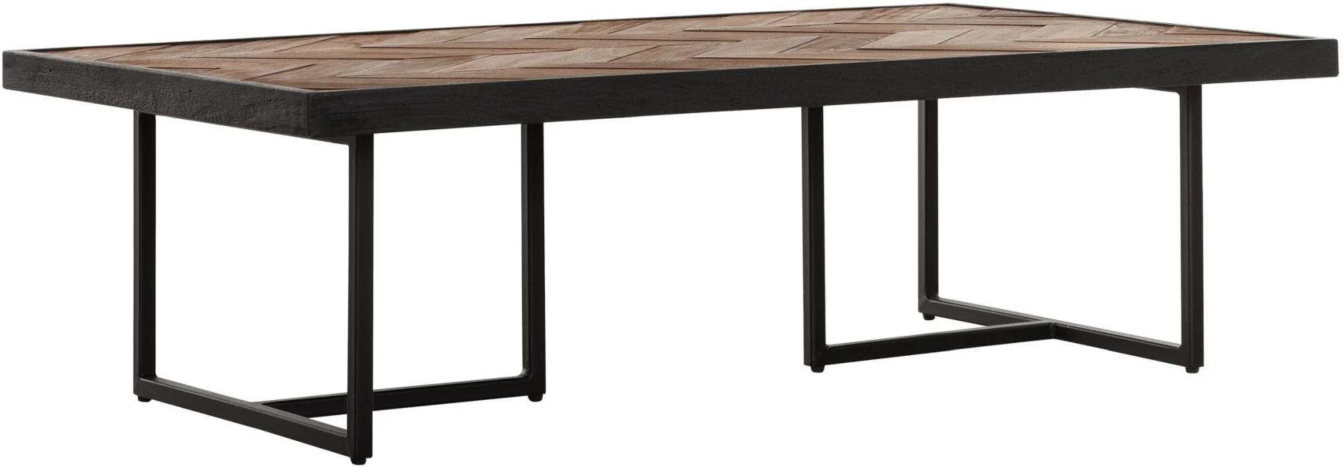 Couchtisch Criss Cross Teakholz Metall, Industrial Design, rechteckig, Natur Schwarz, 120x70 cm - dtp Home