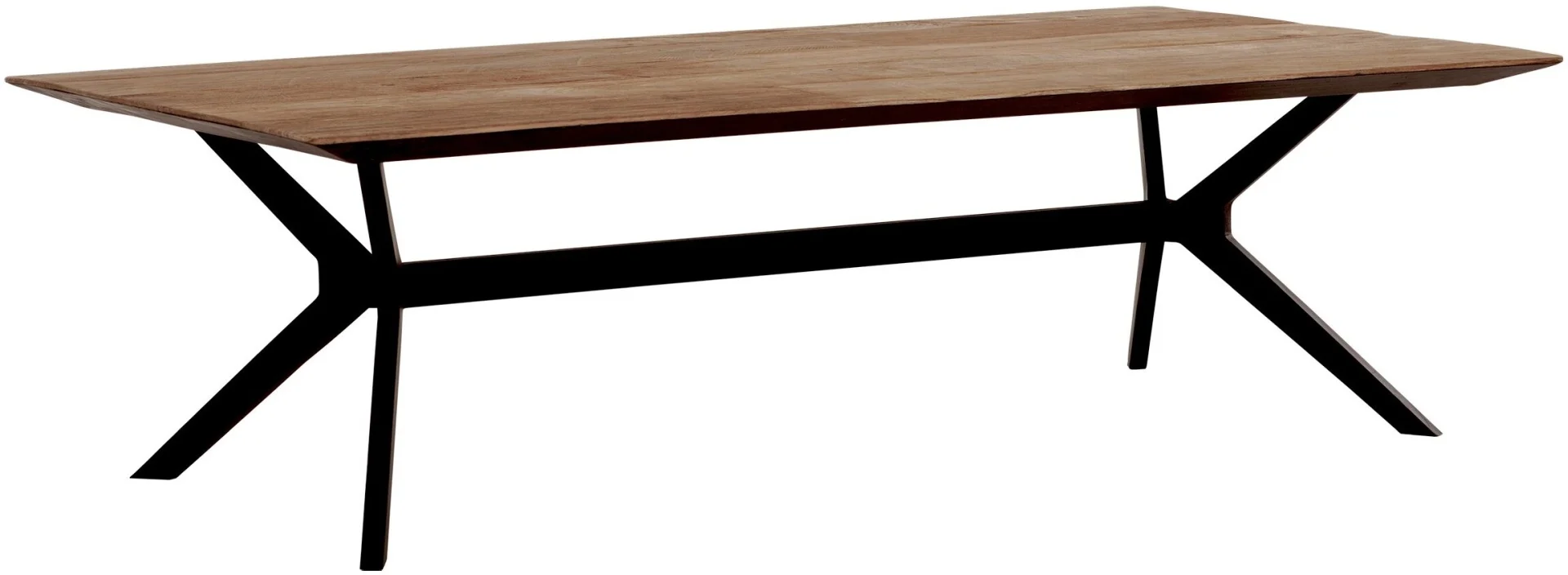 Couchtisch Metropole aus Teakholz, Industrial Design, natur, rechteckig, Metallgestell schwarz - dtp Home