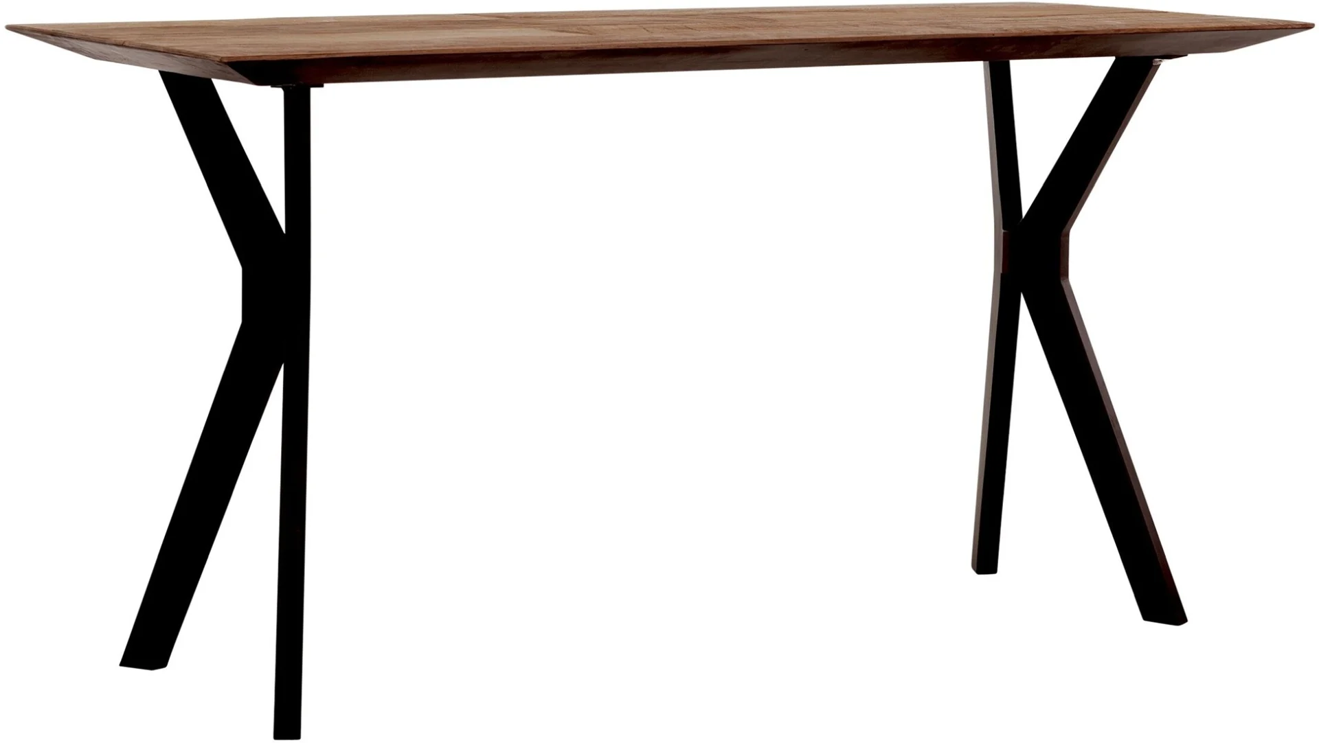 Schreibtisch Metropole aus Teakholz, modernes Industrial Design, natur, Metallgestell schwarz, 150x60 cm - dtp Home