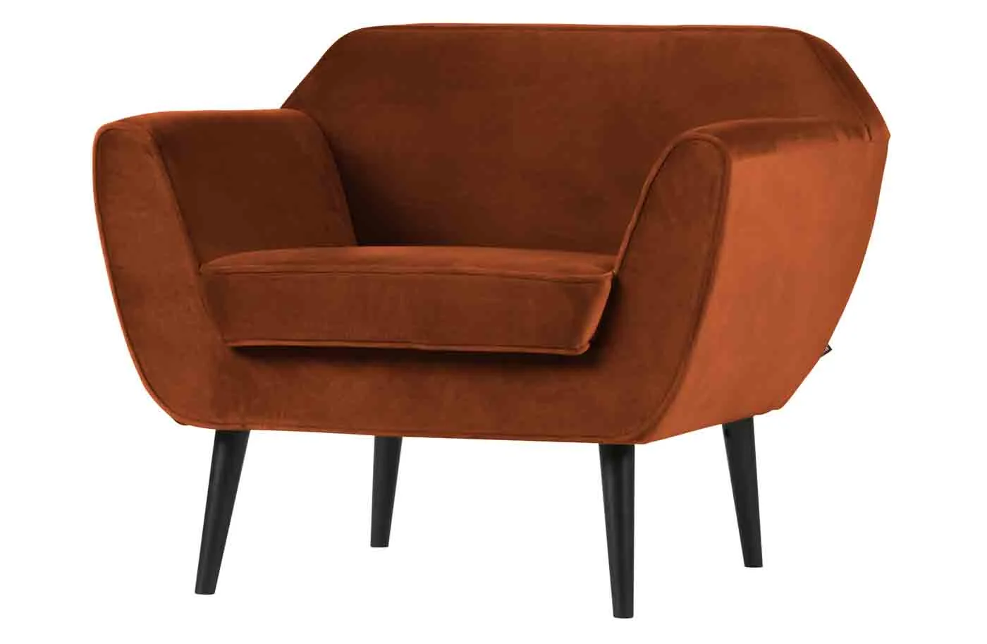 Sessel Rocco aus Samt, modern und gepolstert, rostfarben, elegantes Design für Dein Wohnzimmer - Woood