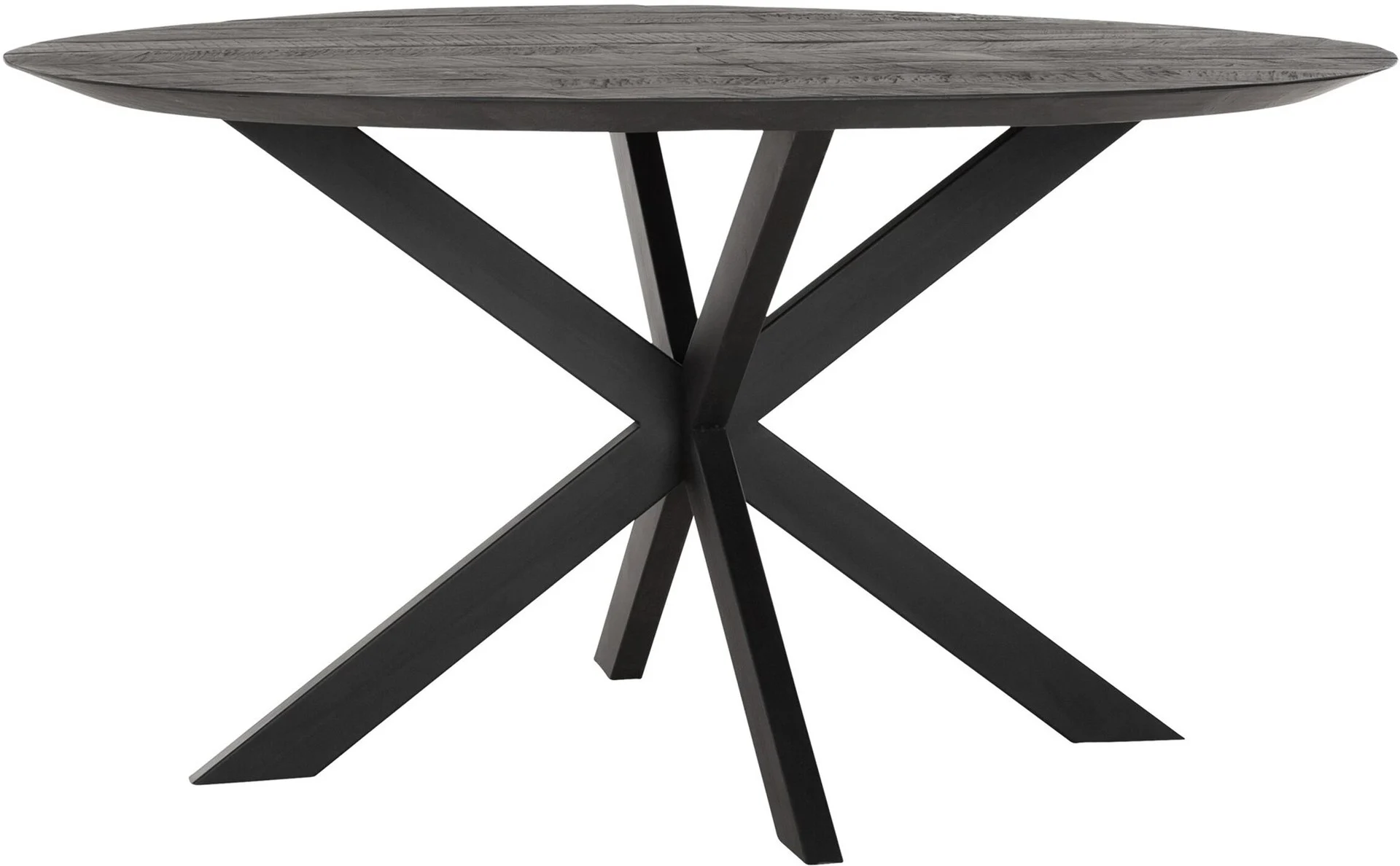 Esstisch Shape rund aus Teakholz, massives Design, schwarz, Ø 150 cm, für 5–6 Personen - dtp Home