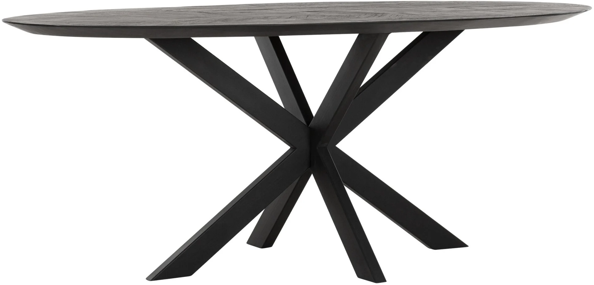 Esstisch Shape Oval, Teakholz geölt, modern massiv, schwarz, 200 cm, für 4–6 Personen - dtp Home