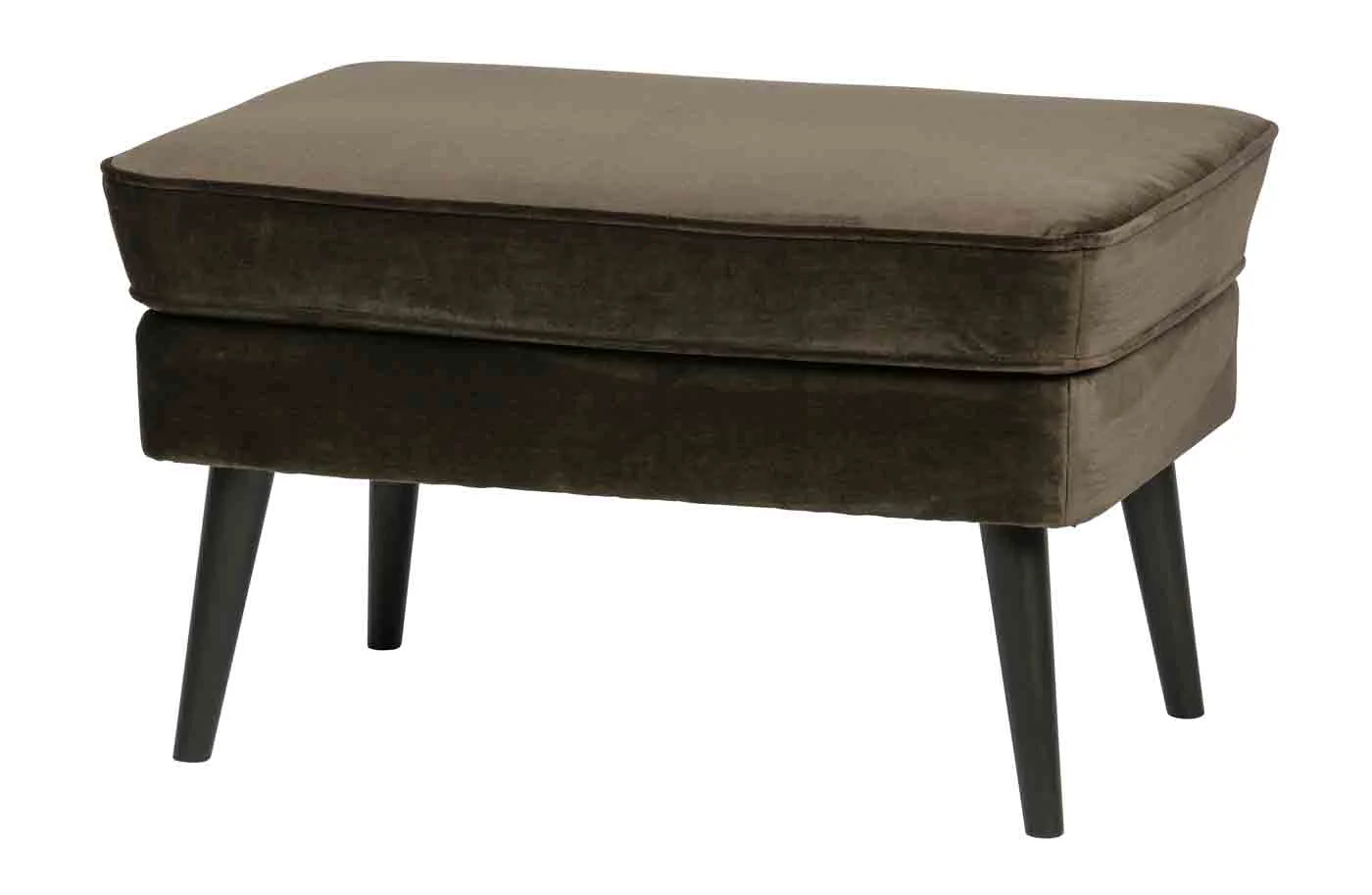 Hocker Rocco aus Samt, modern gepolstert, grün-graugrün, mit stabilem Buchenholz-Gestell