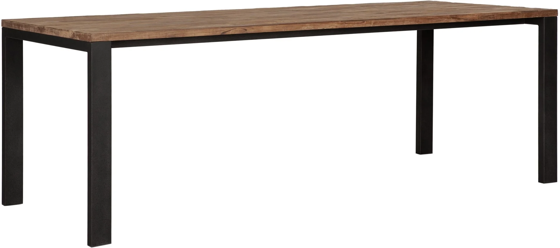 Esstisch Tracks aus recyceltem Teakholz, modern massiv, natur, 225 cm, Metallgestell schwarz - dtp Home