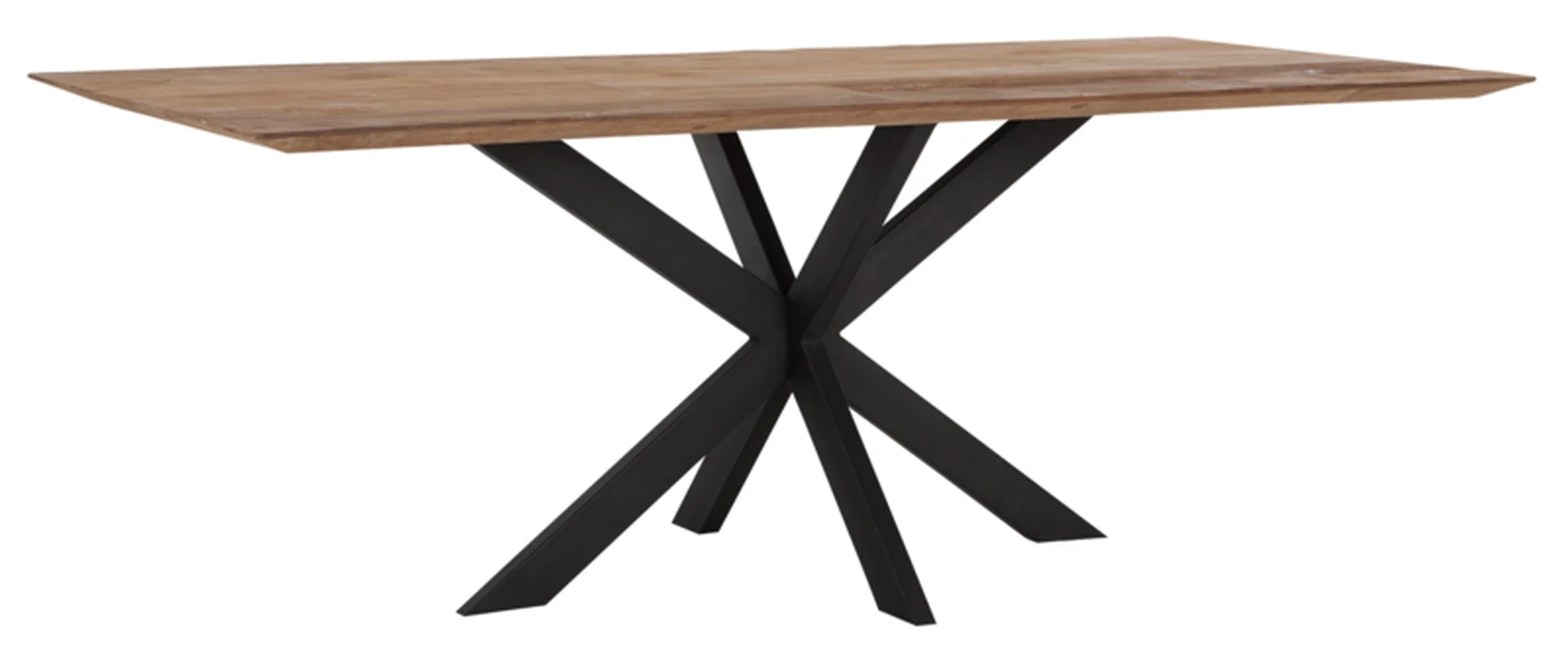 Esstisch Curves aus recyceltem Teakholz, Massivholz Design, Natur, schwarzes Metallgestell - dtp Home