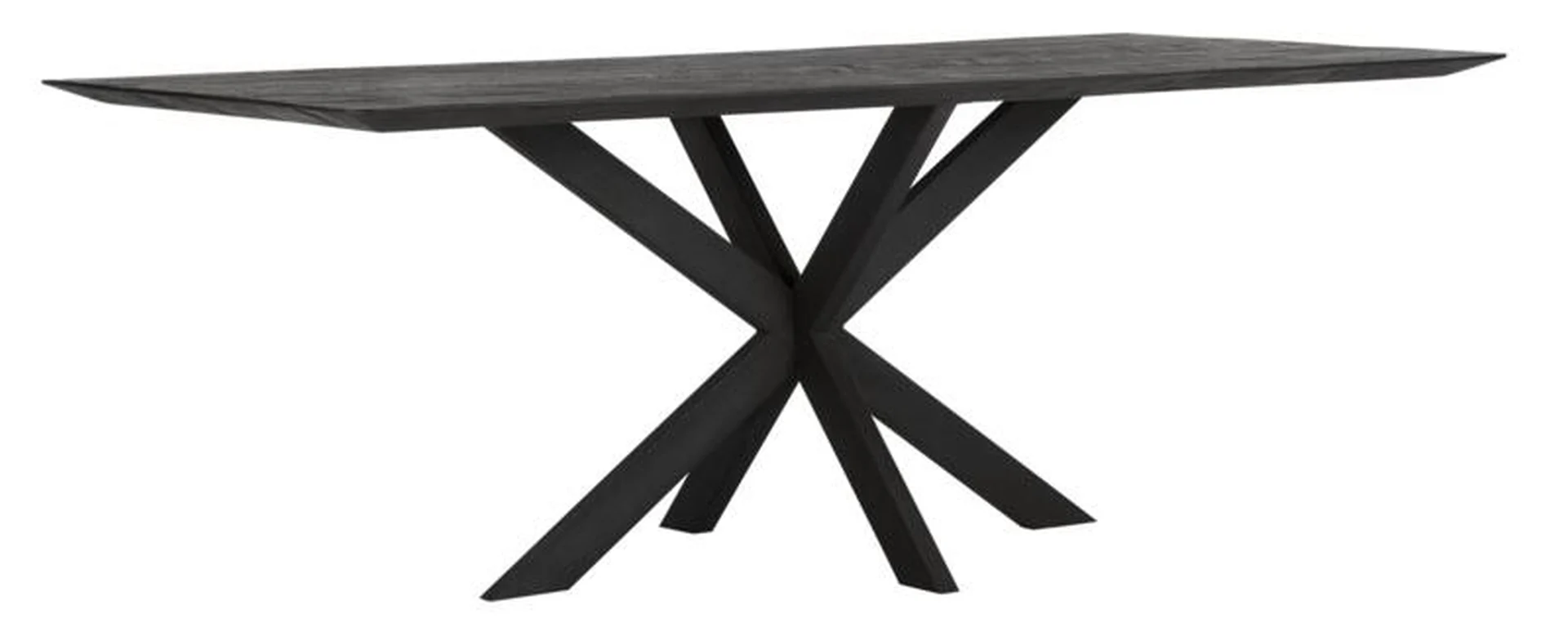 Esstisch Curves aus recyceltem Teakholz, Massiv, rechteckig, Schwarz, für 6–8 Personen - dtp Home