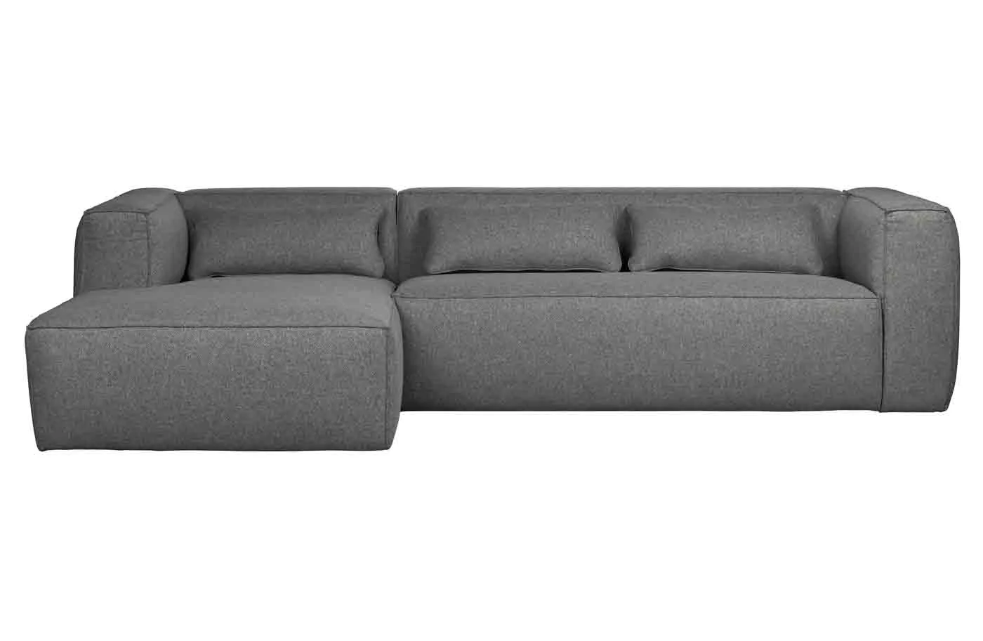 Ecksofa Bean aus robustem Stoff, modern und gepolstert, links, grau – großzügige Sitzfläche - Woood