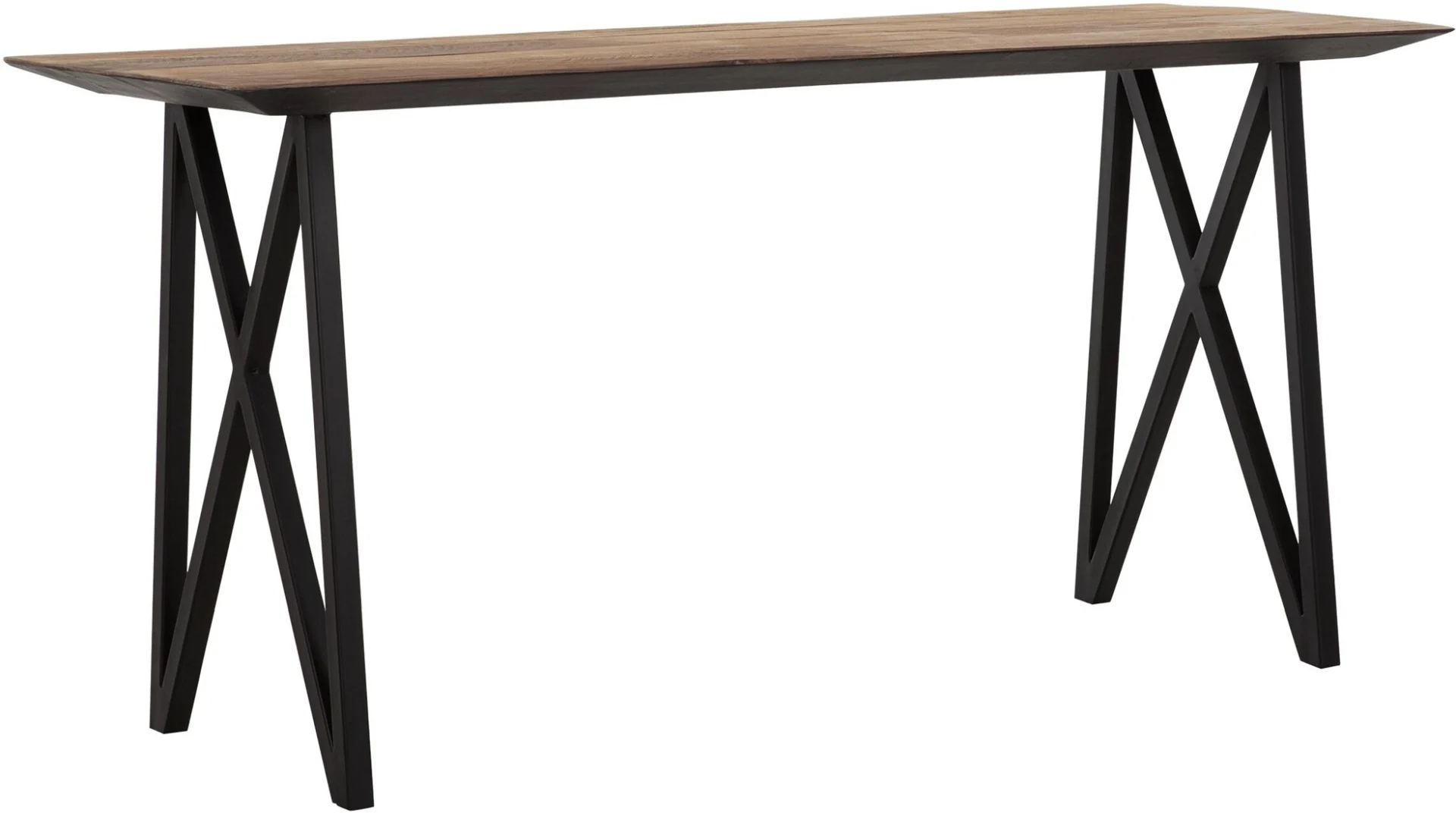 Schreibtisch Highlight aus Teakholz, Industrial Design, naturfarben, Metallgestell, 160 cm - dtp Home