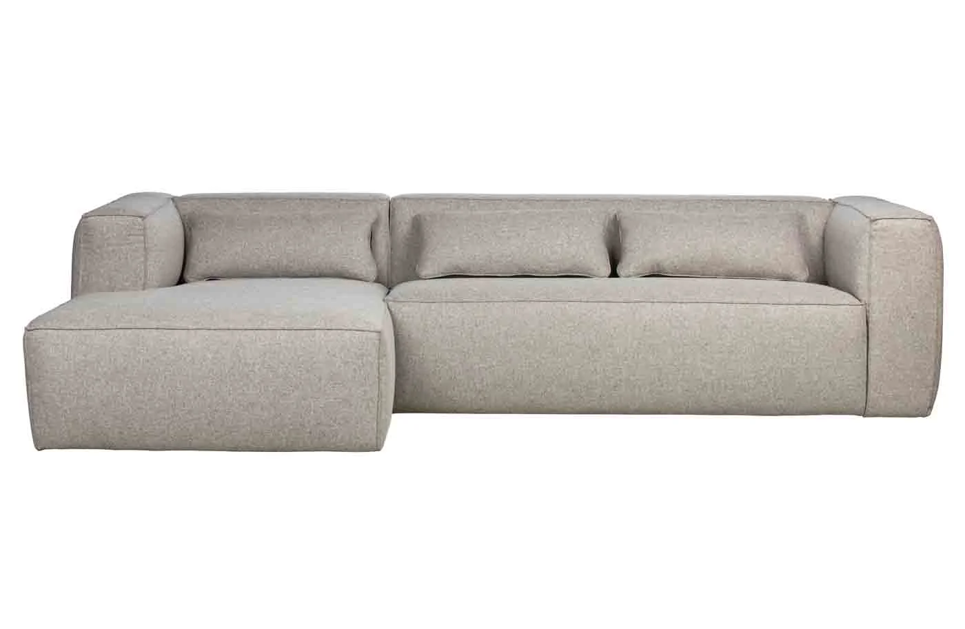 Ecksofa Bean aus robustem Stoff, modern linksseitig, hellgrau, gemütlich für 3–4 Personen - Woood