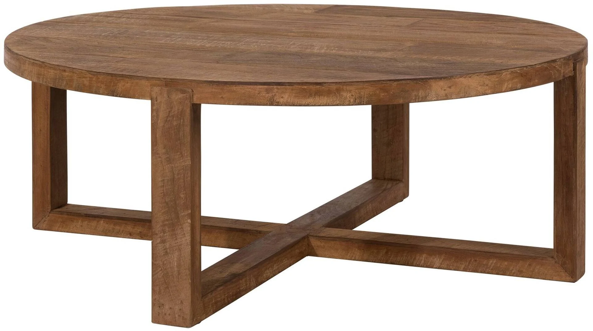Couchtisch Classic rund aus recyceltem Teakholz, massiv, natur, zeitloses Design, ø 90 cm - dtp Home