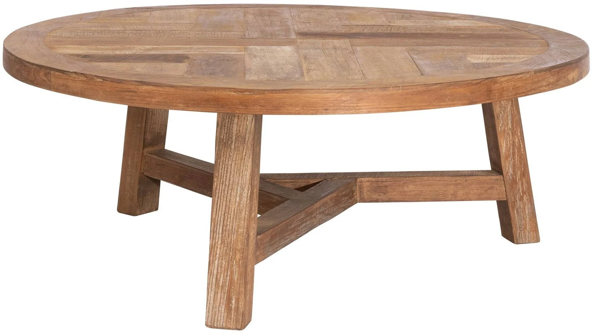 Couchtisch Monastery aus recyceltem Teakholz, rund, massiv, natur, nachhaltiges Design, 90 cm - dtp Home