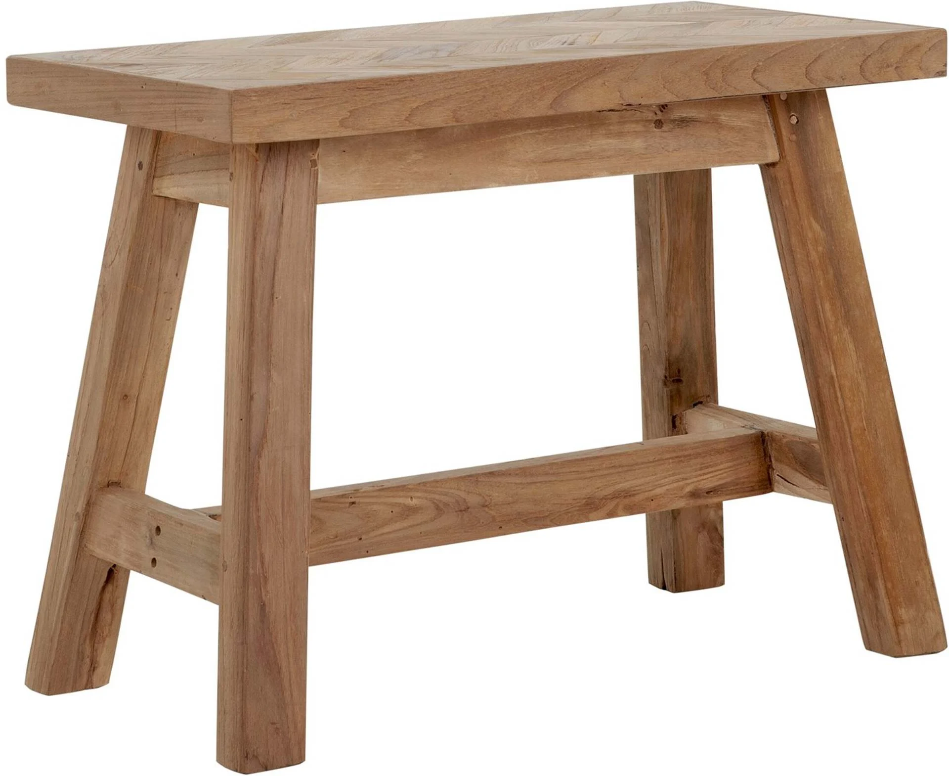 Bank Herringbone aus Teakholz, massiv und nachhaltig, 60 cm, naturbraun, für drinnen - Must Living