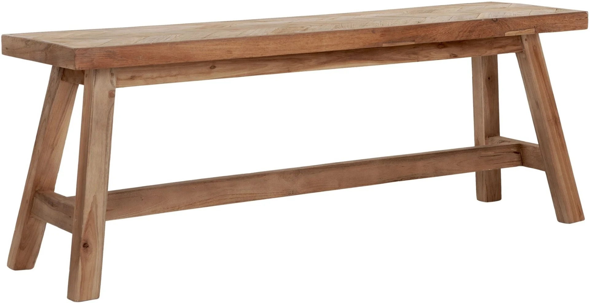 Bank Herringbone aus Teakholz, Massiv-Stil, natur braun, 120 cm, für 1–2 Personen
