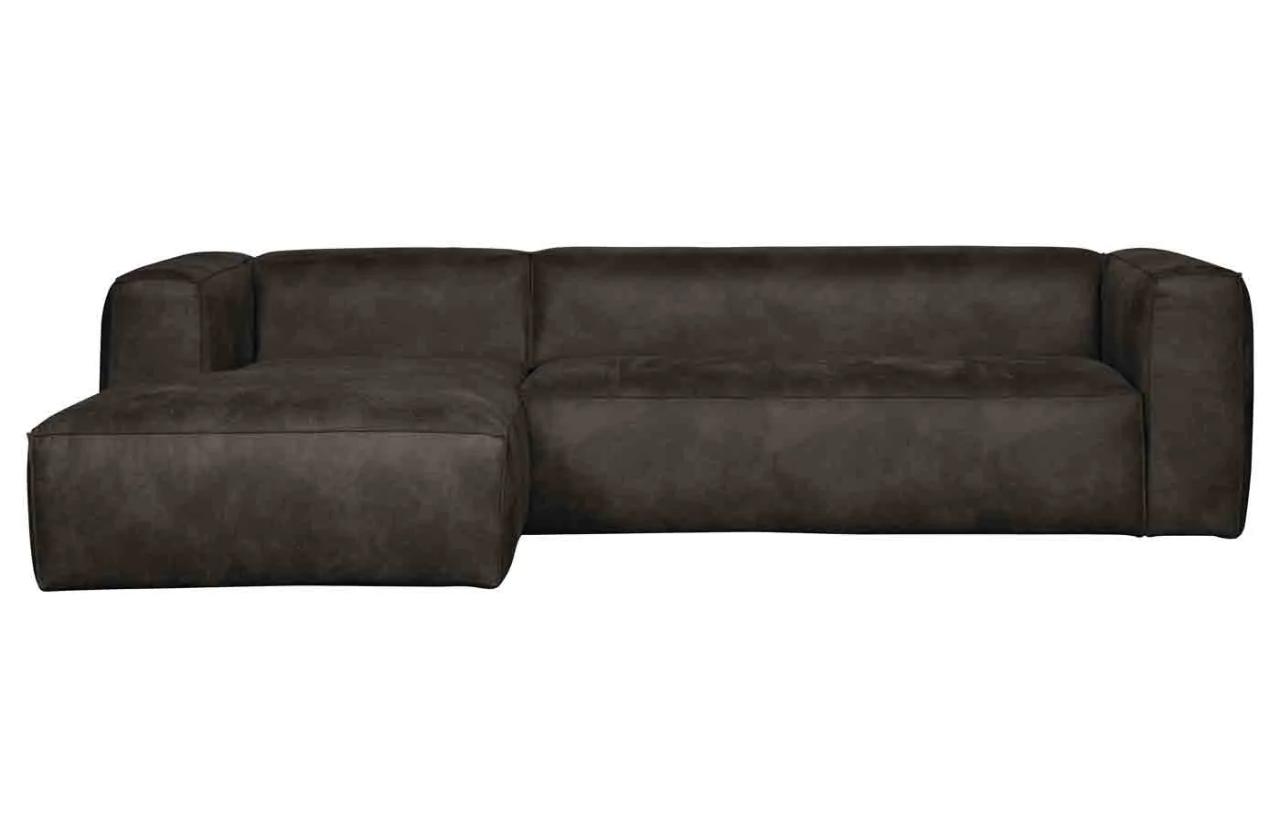 Ecksofa Bean Lederoptik, modern linksseitig, schwarz, komfortabel gepolstert - Woood